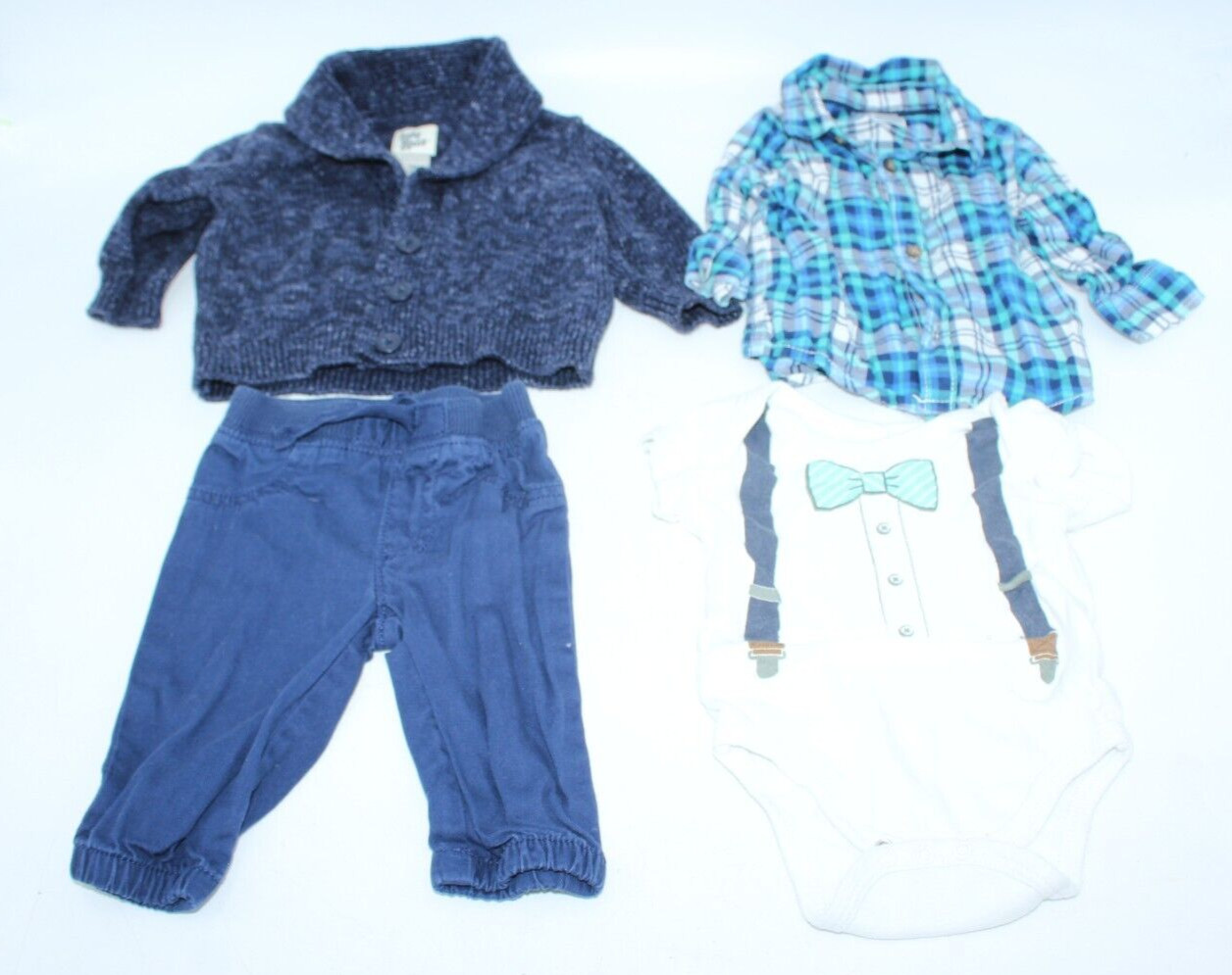 Baby Boy Clothes Lot of 4 Pcs Variety Shirt 0-3 m Sweater Fancy Dress Outfit Tux