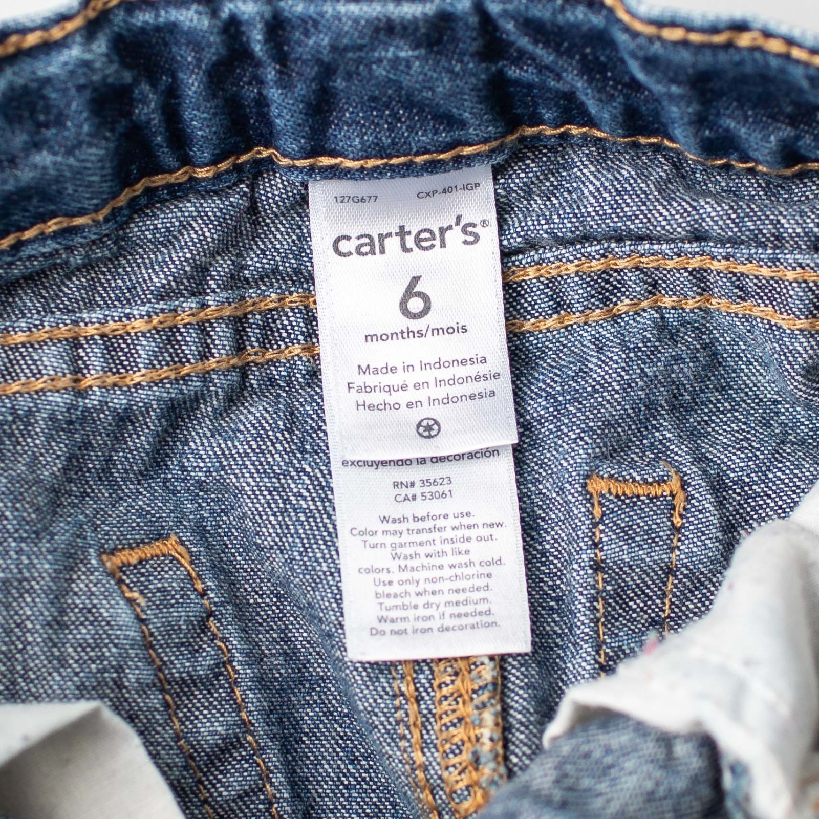 Lot of 2 Baby Boys Jeans 6 Months B’gosh & Carter’s Denim Pants Straight Leg