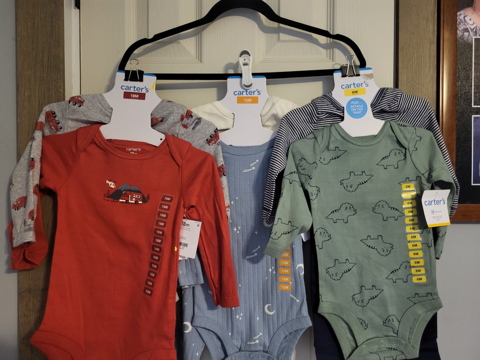 Lot 3 Carters Brand 3 Peice Outfit Set Sizes 6 Mo, 12 Mo, 24 Mo. As Pictured.