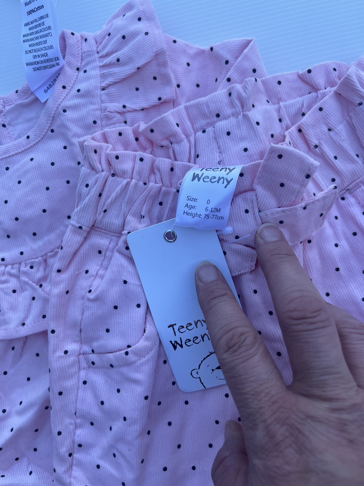 Toddler Girls Size 0 Teeny Weeny Brand Pink Spotted Long Sleeve Dress/Top & Pant