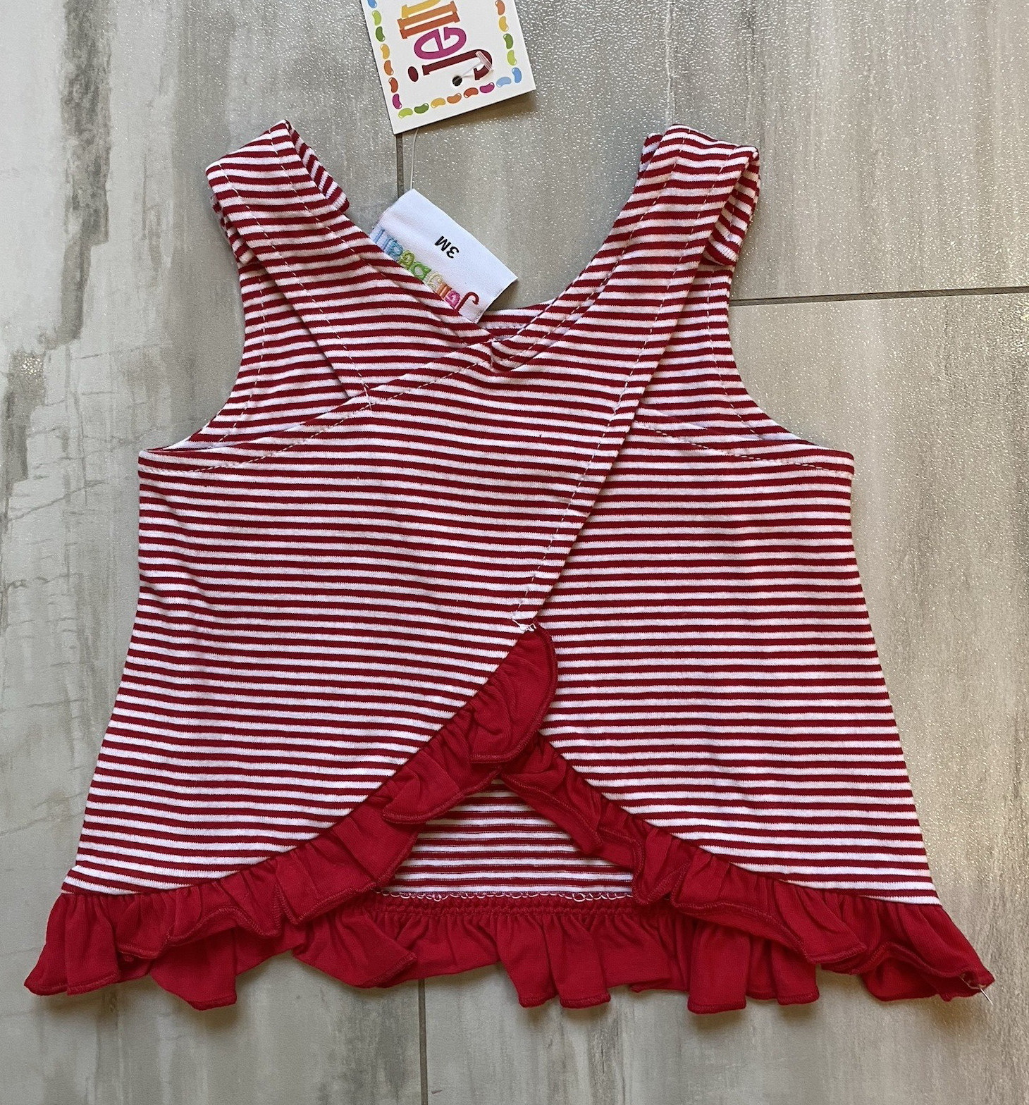 New! Jellybean By Smock Candy Red Striped Swing Shirt and Bubble Short Set, 3M