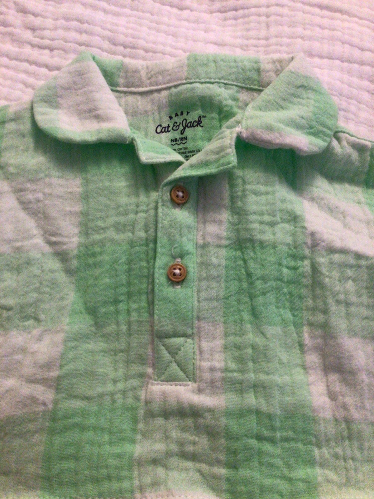 Cat & Jack Boy’s Two Piece Short Set Easter Spring Plaid Muslin Size Newborn NWT