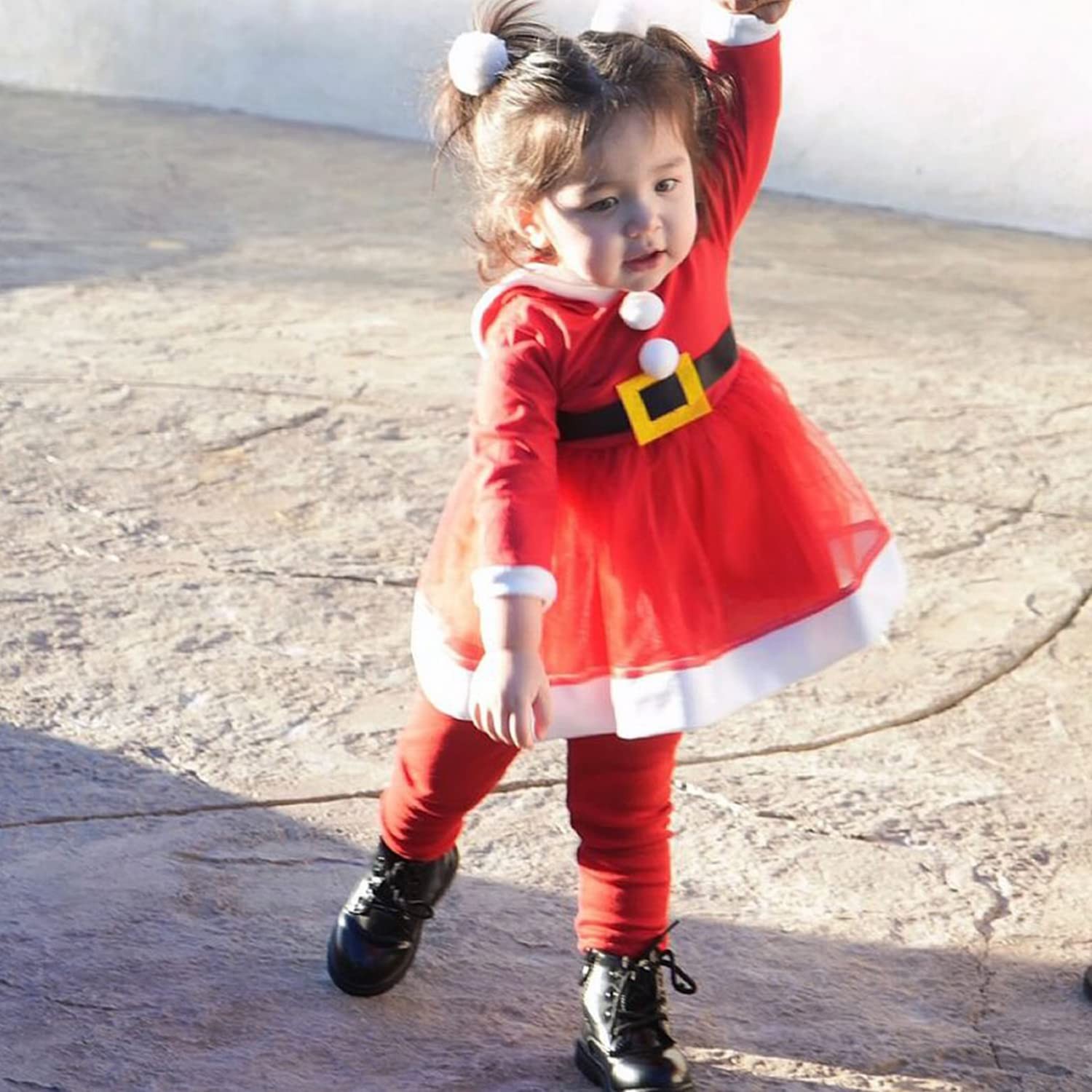 Little Girl Christams Outfits Santa Claus Tulle Xmas Clothes Set 2-3T