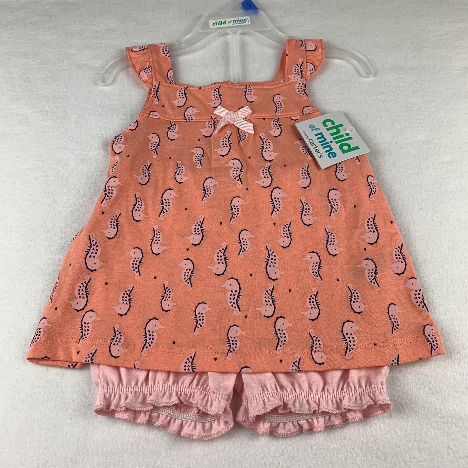 Child of Mine by Carter’s Salmon Pink Seahorse Outfit with Shorts