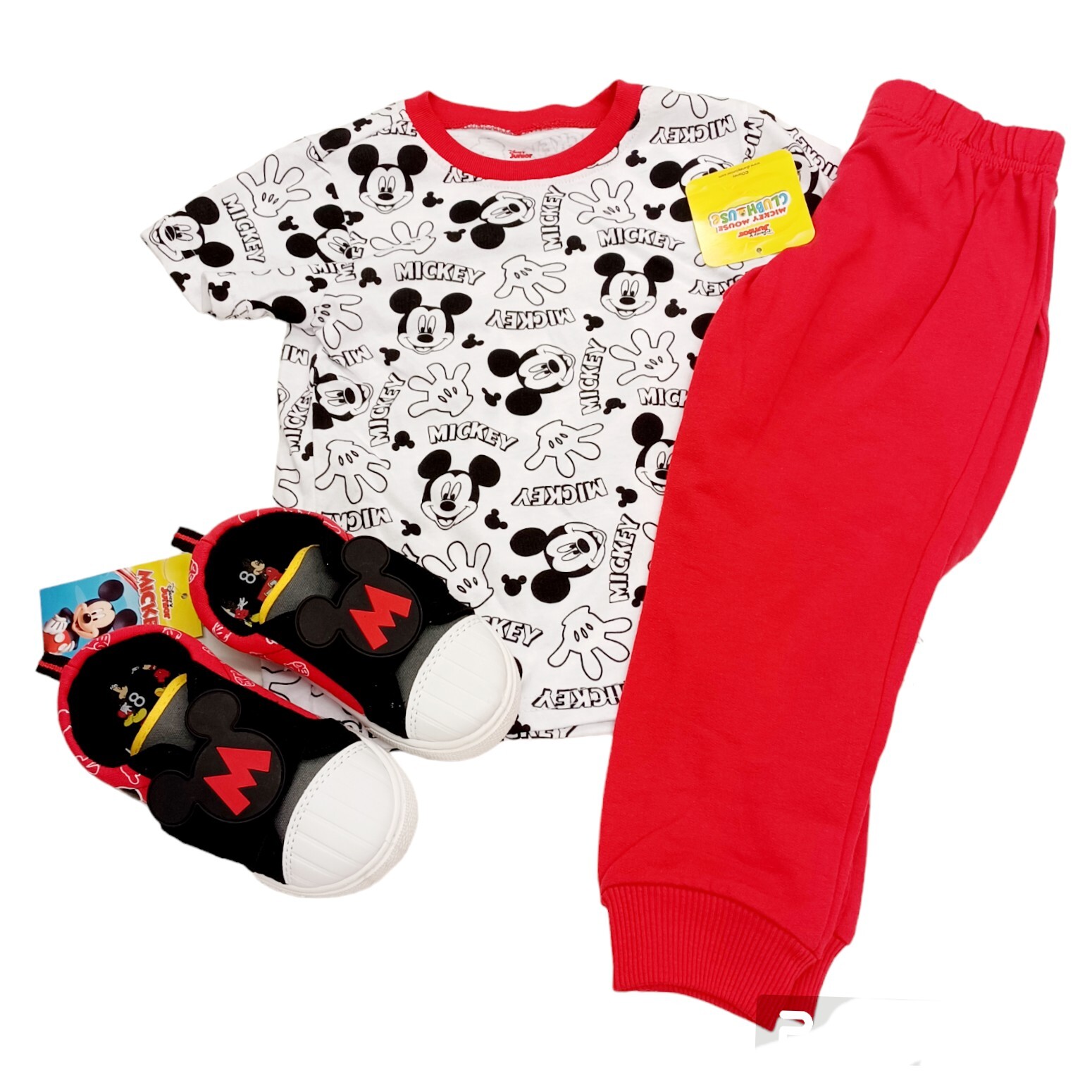 Disney Mickey Mouse Jogger Pant Set: 3T Boys Slip On Shoes Size 8 Red Black