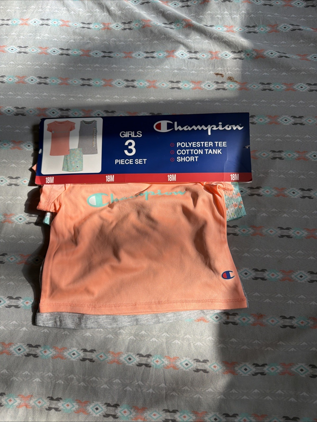 Champion Girl’s 3 Piece Polyester Tee, Cotton Tank & Short Set For 18 months Old