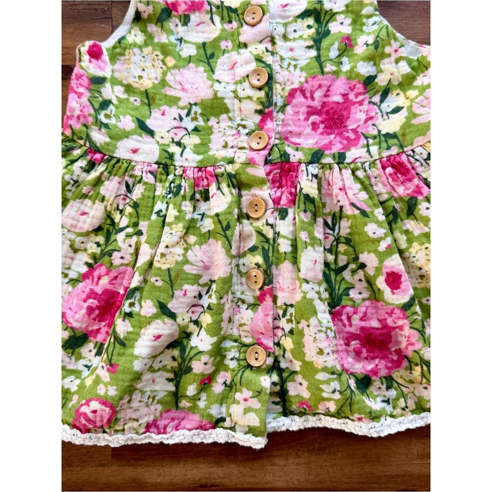 SweetHoney Girls Green Thumb Floral Beach Set 4T Ruffle Tank Bloomers Lace