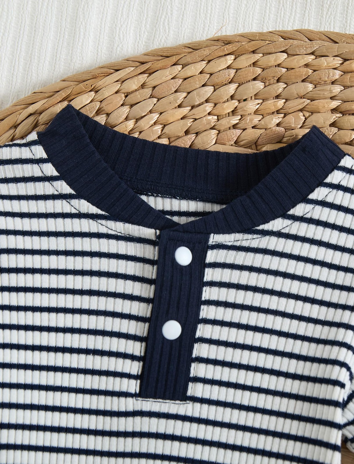 Baby Boy Clothes Ribbed Short Sleeve Striped Romper Top Solid Color Shorts Se…