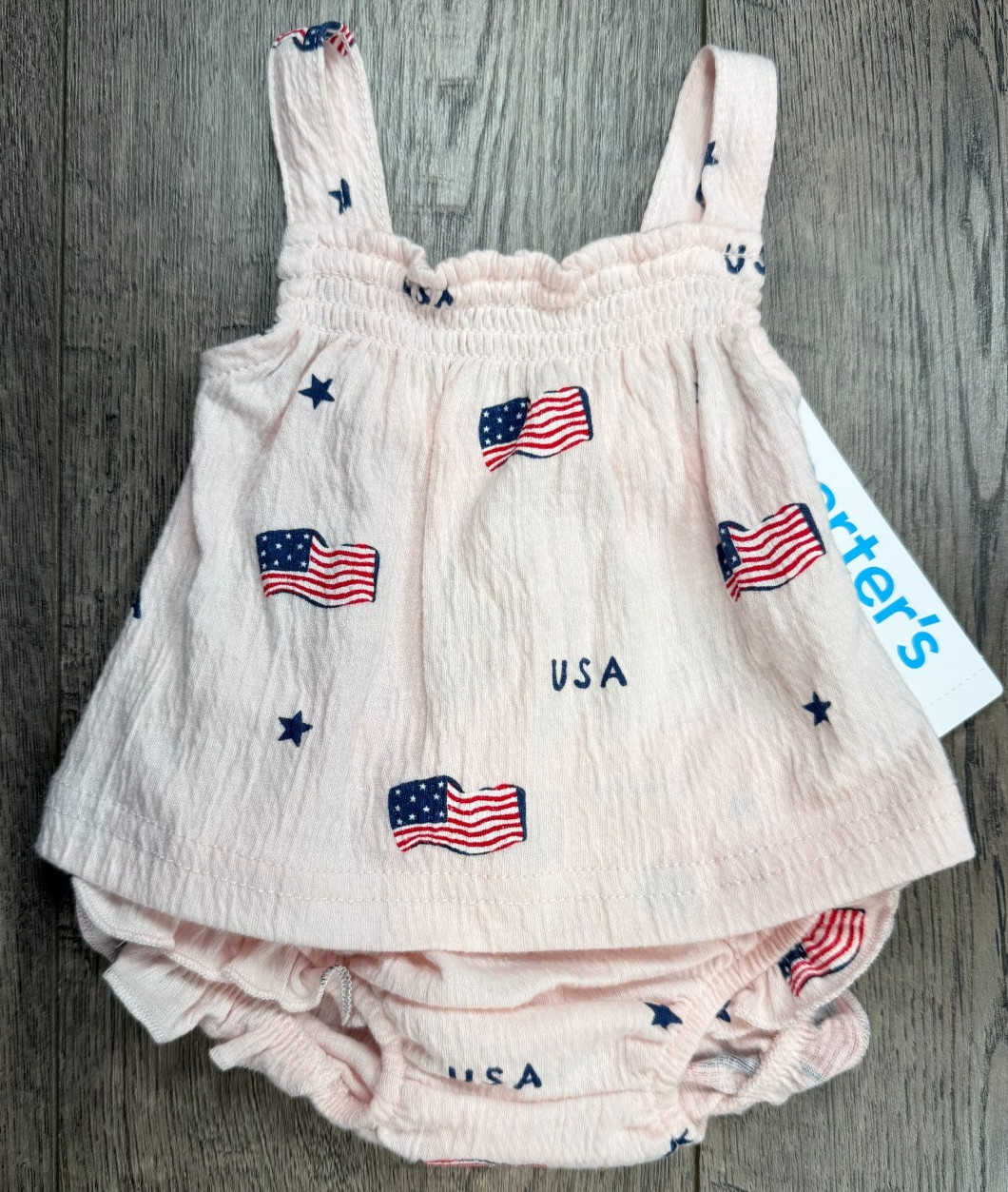 Baby Girl Clothes New Child Mine Carter’s Preemie 2pc USA Flag Dress Outfit