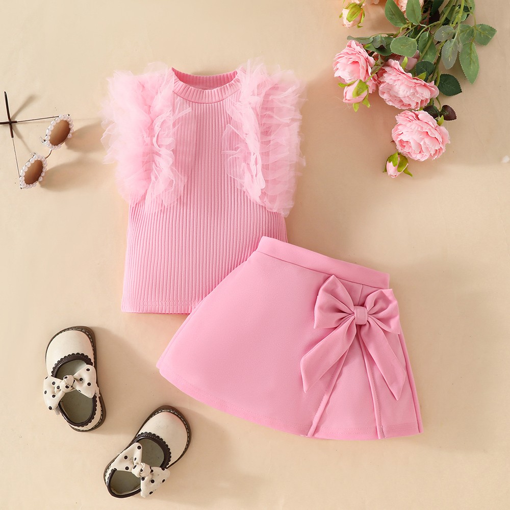 Toddler Baby Girl Sleeveless Vest Tank Tops Skirts Outfit Princess Clothes Set