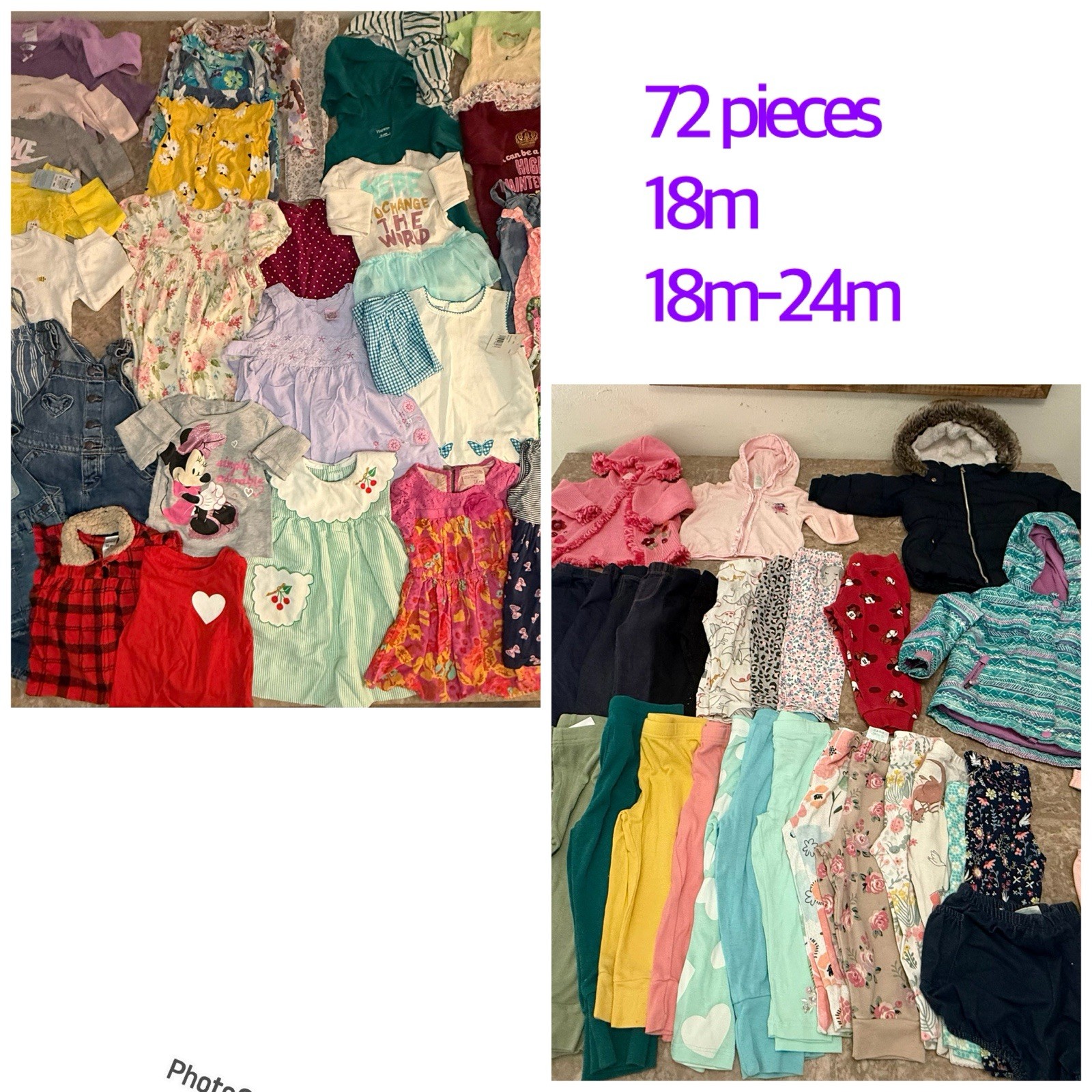 Baby Girl Clothing Lot 18M 18-24M Jacket Pants Dresses overalls Pink Lot 0f 72