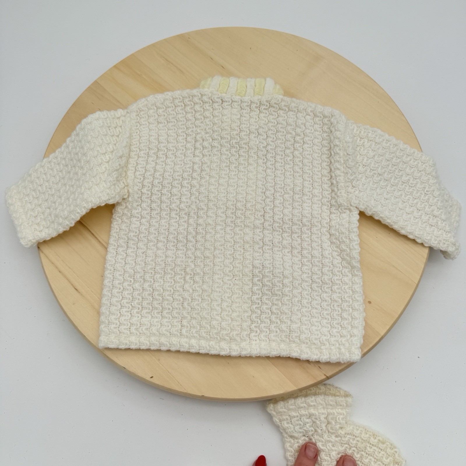 VTG Friemanit Baby Sweater Booties Set Cream Knitted Portugal Newborn Unisex
