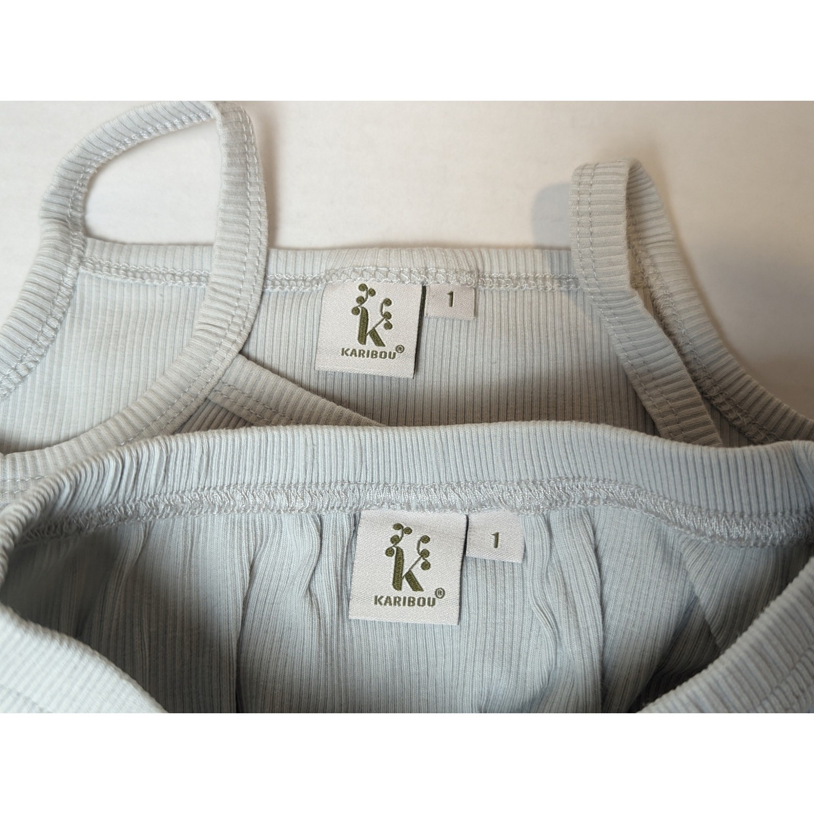 Karibou Ruby Cotton Rib Tank Top & Bloomer Set Size 1 Year Sky Blue Embroidered