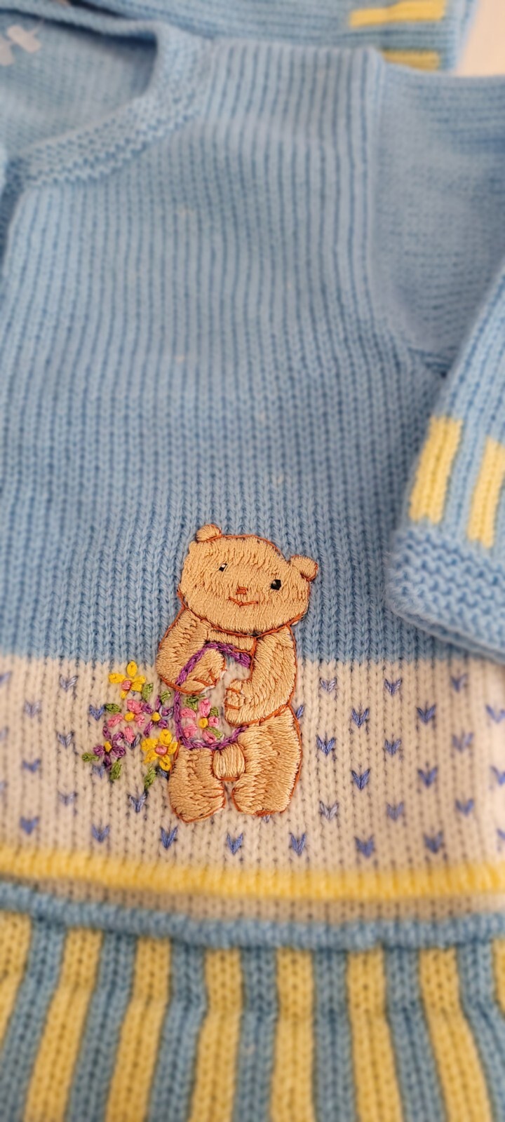 6-12 Month Baby Boy Girl Infant Handmade 3 Piece Set Outfit Easter Sweater Hat