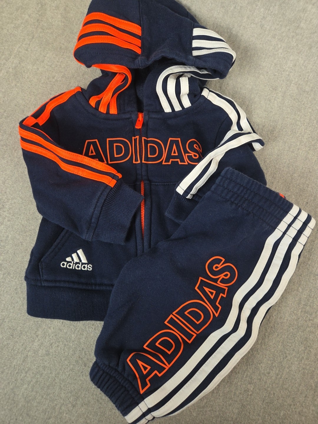 Adidas Tricot Zip Track Jacket & SweatPants Set Boys 3 Months Classic Navy Logo