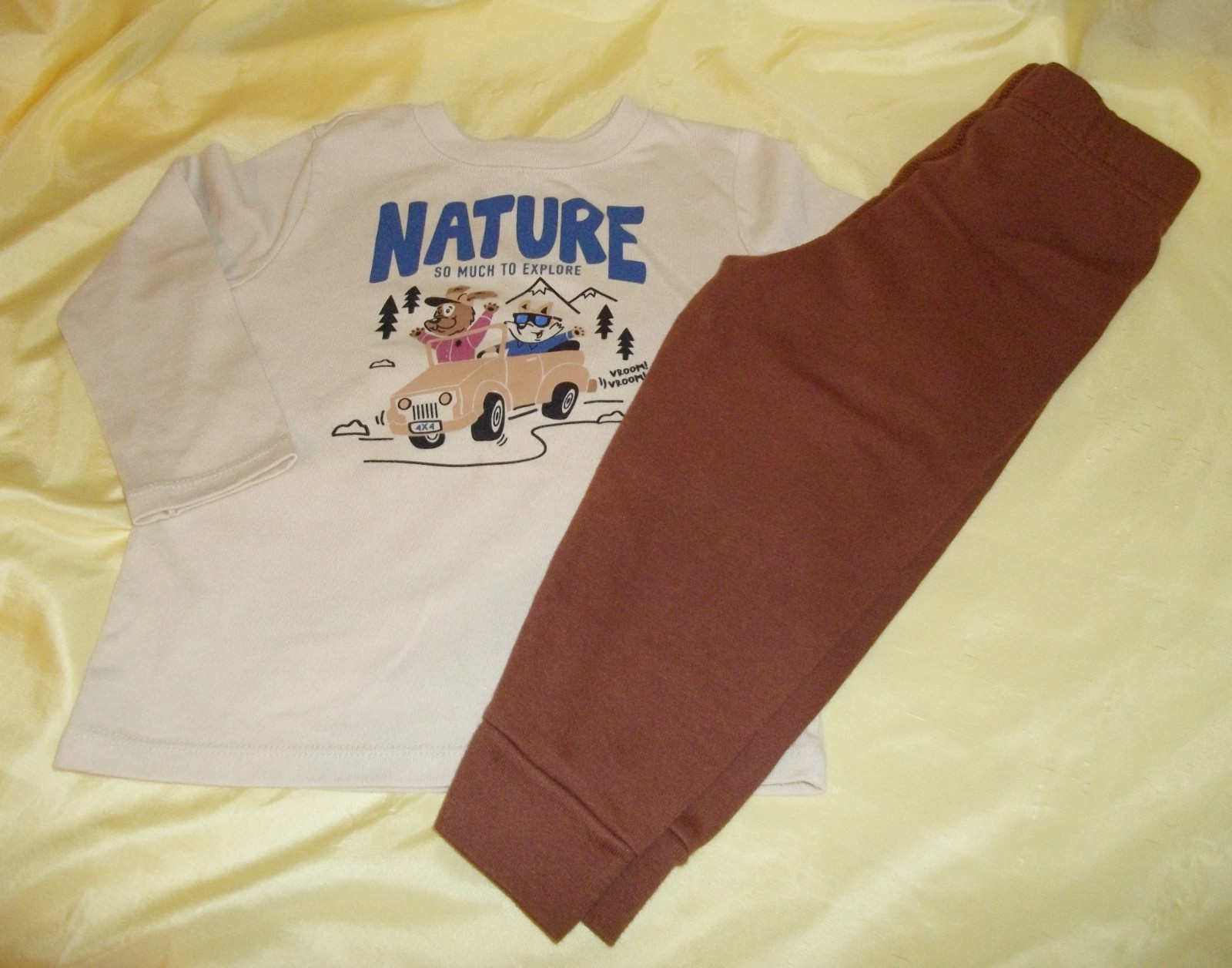 Toddler Boy Size 2T Safari Set Long Sleeve Tan brown nature Garanimals
