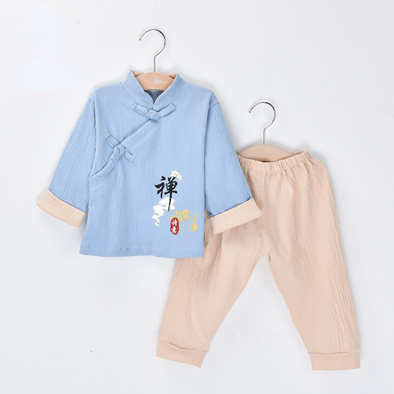 Boys Girls Cotton Chinese Tang Suit Outfits New Year Costume Toddler Clothes