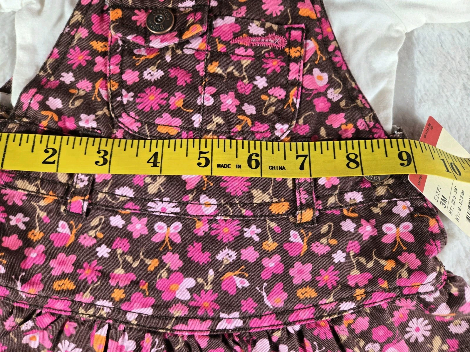Vtg OshKosh Bgosh Girls Pink Floral Collared Romper & Tiered Jumper Dress NWT