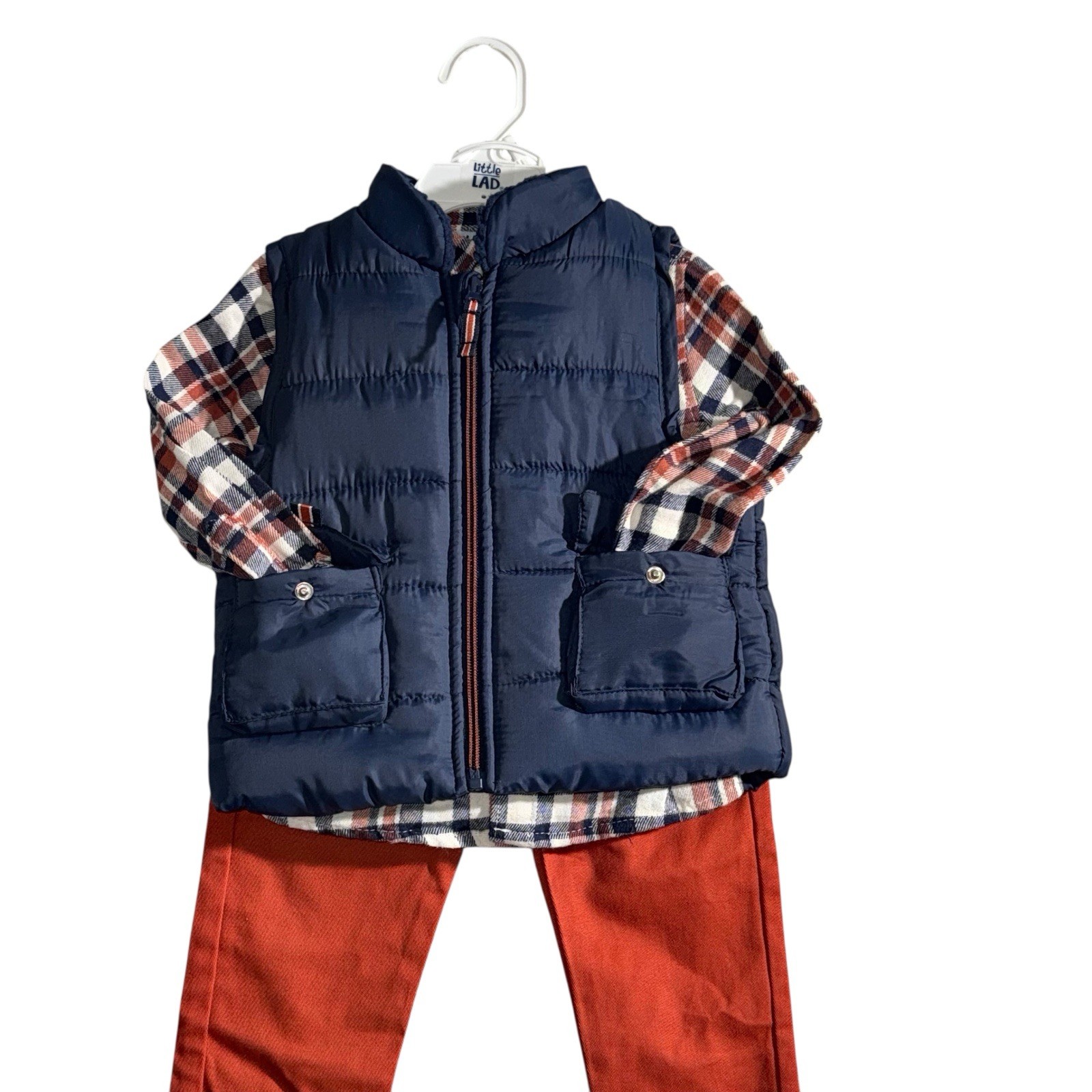 Baby Boy Little Lad 3-pc. Red Bomber Vest, Shirt & Pants Set SZ/24 M