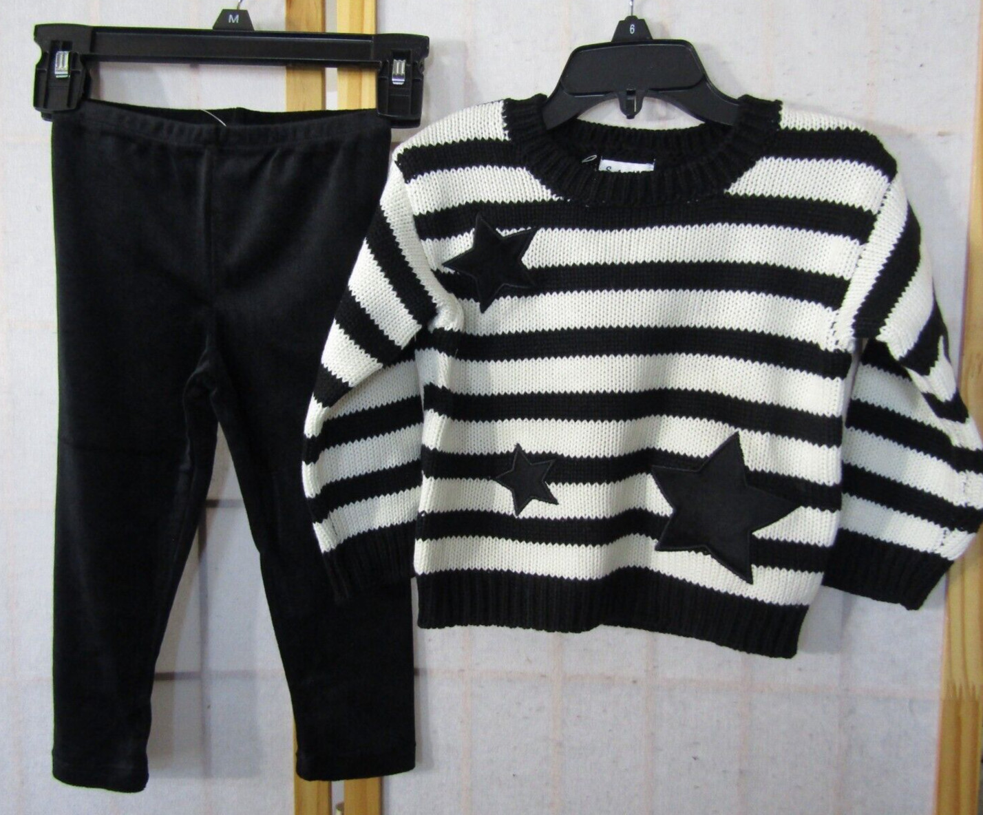 NWT Splendid Black & White w/Stars Top & Pants 2-Piece Toddler Girl Set 18-24 Mo