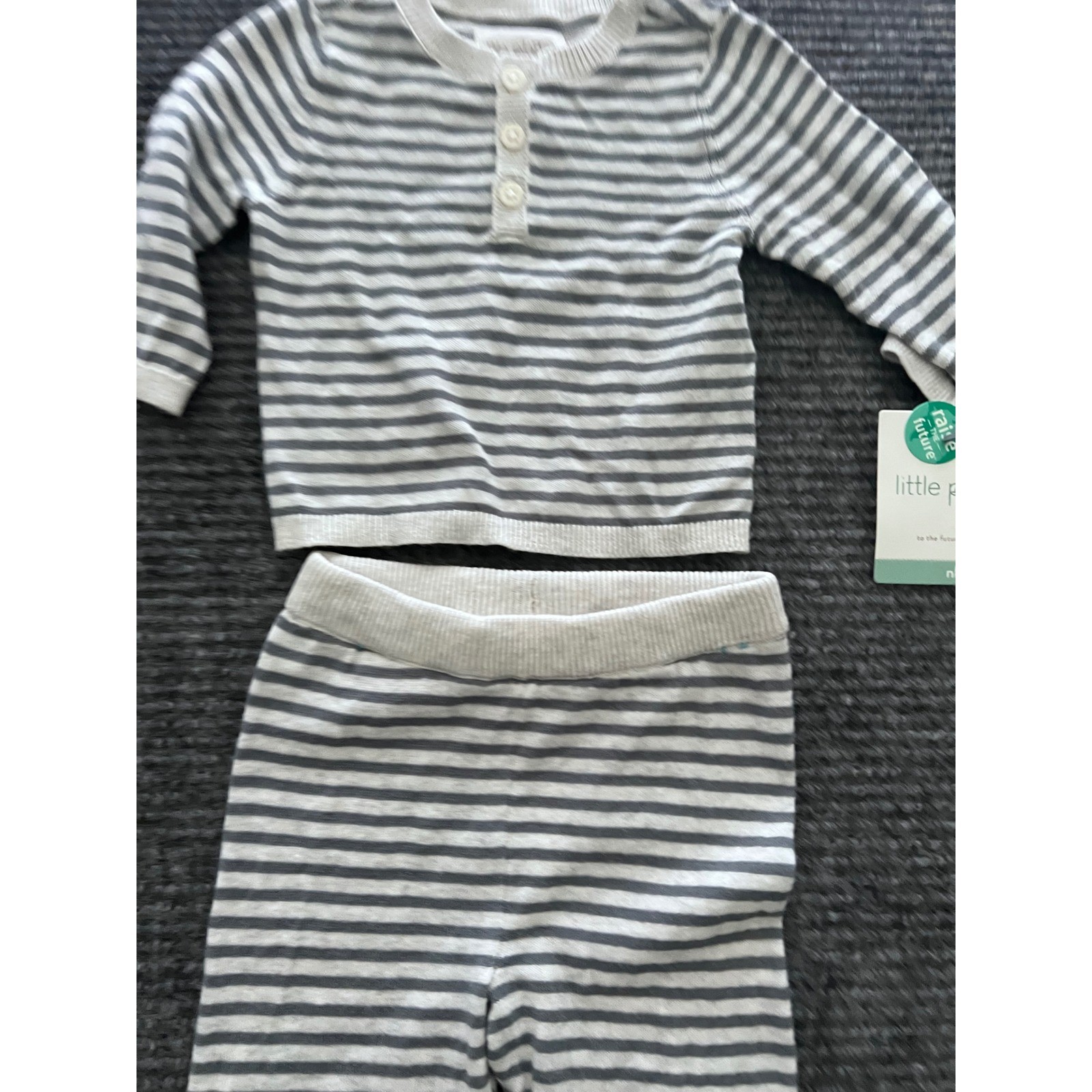 Little Planet by Carters Newborn Organic Cotton Striped Henley Sweater Pants Set