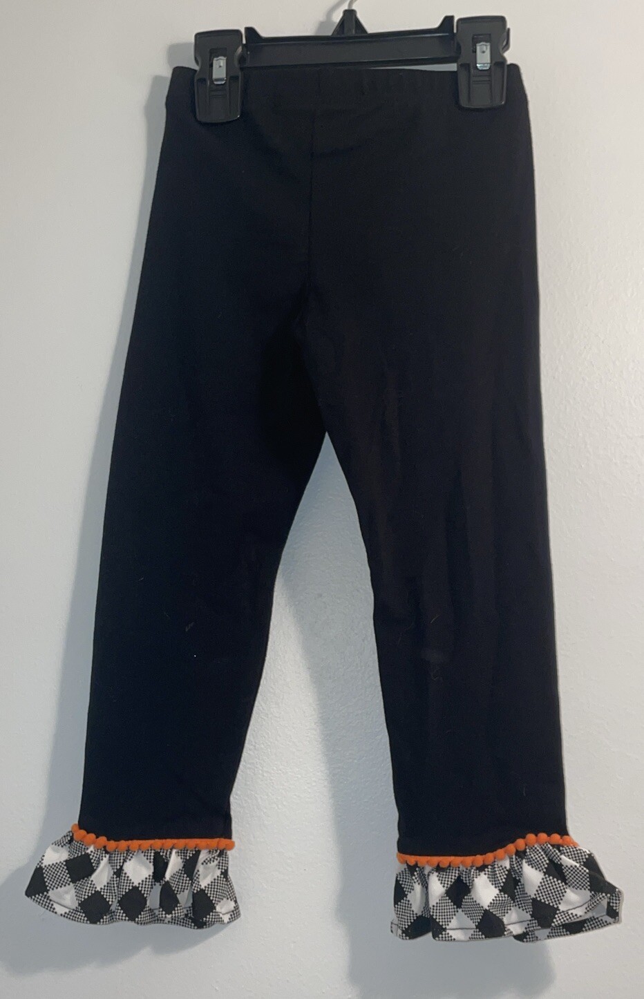 Rare Editions Outfit Girls 3T Pumpkin Black White Check Thanksgiving Top Pants