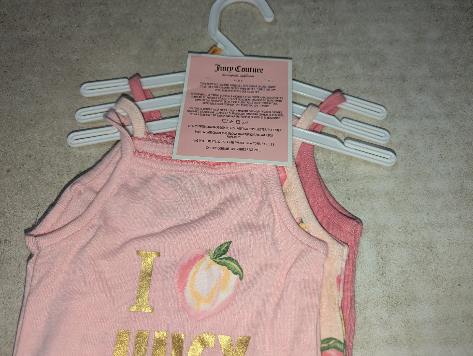 NWT Juicy Couture Sz 12Month Baby Girl 3 Pc Pink Tank Bodysuits, 1 Tutu, 1 Peach