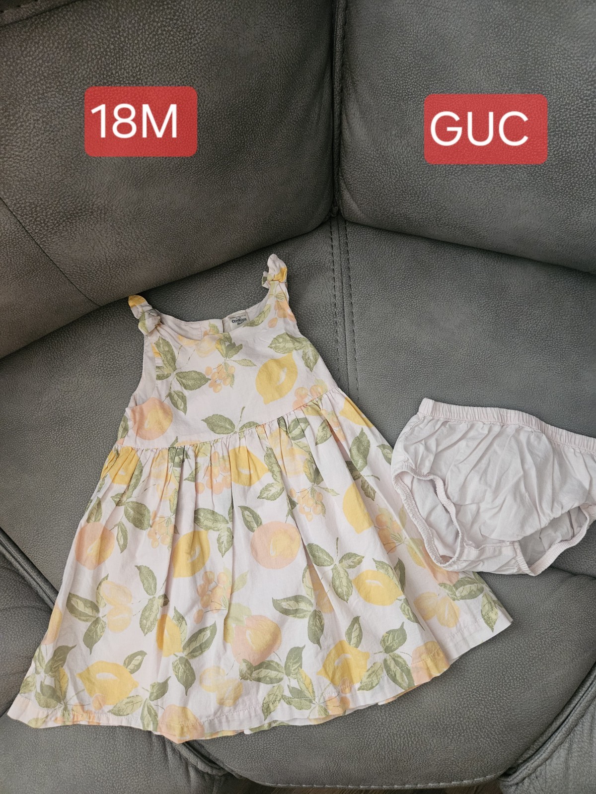 Girls 18M 2pc Cotton Woven Floral Sleeveless Dress & Bloomers Set White