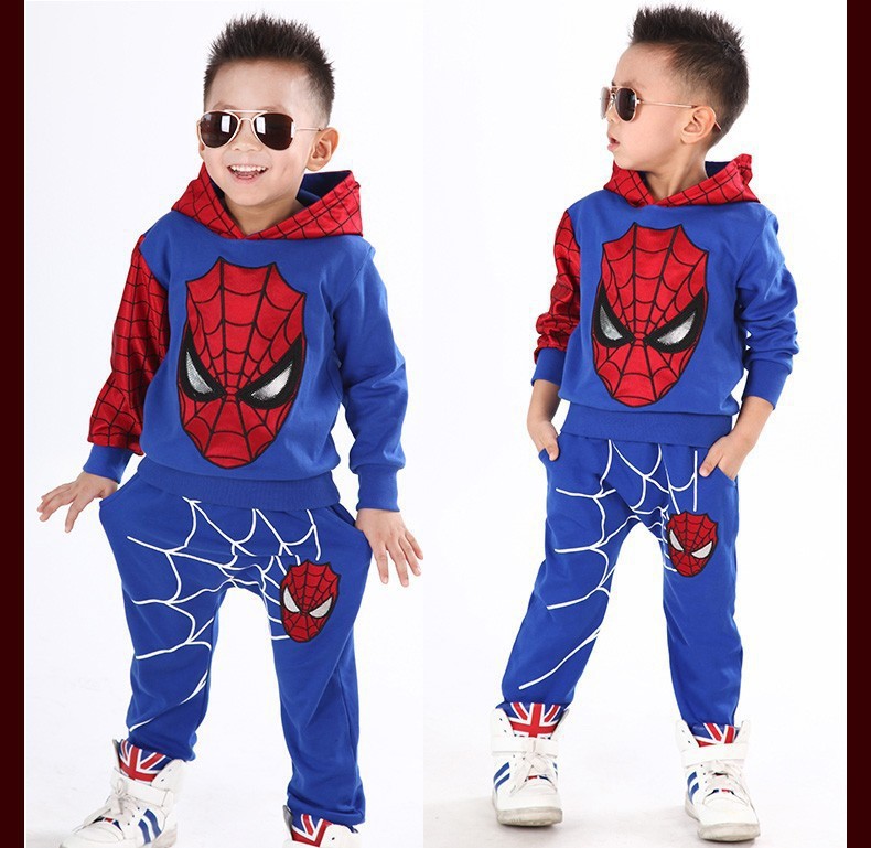 2PCS Toddler Baby Boys Spiderman Outfits coat jacket +Pants Casual Clothing set