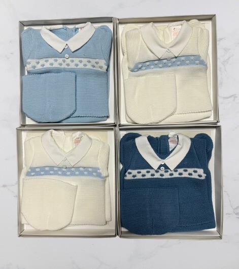 NEWBORN BABY GIRLS/BOYS SPANISH KNITTED OUTFIT BABY GIFT BOX SETS 0-3 MONTH