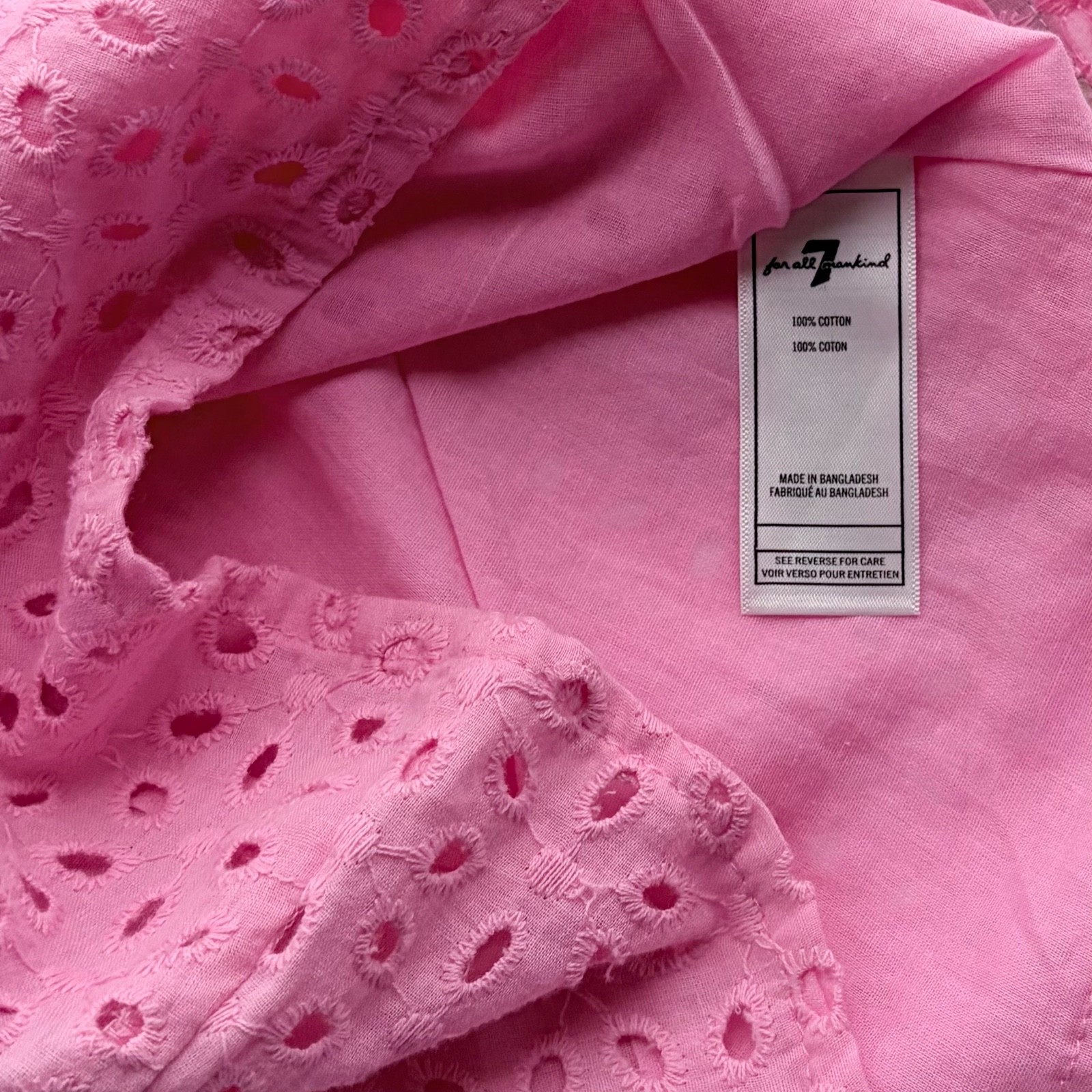 New 7 For All Mankind Baby Girls Pink Eyelet Top & Blue Denim Shorts Set Sz 12M