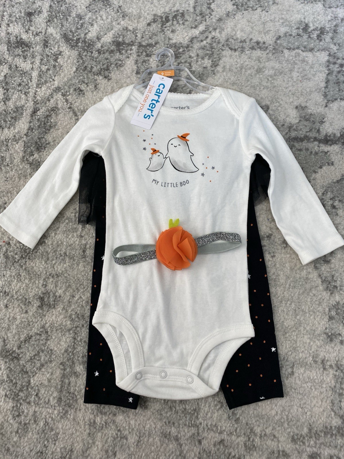 Baby Girl Halloween Outfit Tutu Pants And Bodysuit With Sparkle Headband