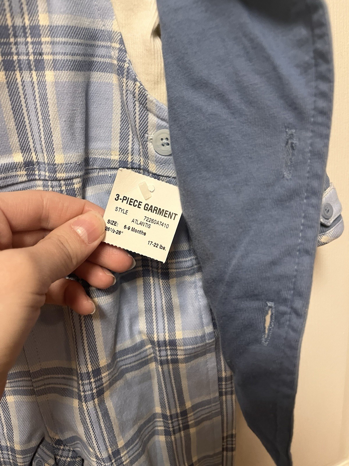First Impressions Baby Boy 3 Piece Outfit 6-9M Plaid Bodysuit Overalls Jacket