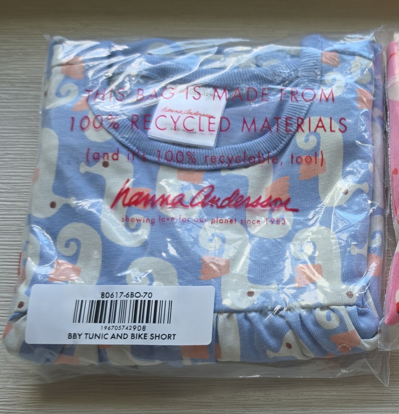 Hanna Andersson NWT Baby Tunic Top & Shorts Set – Seahorse Blue – 6-12 m