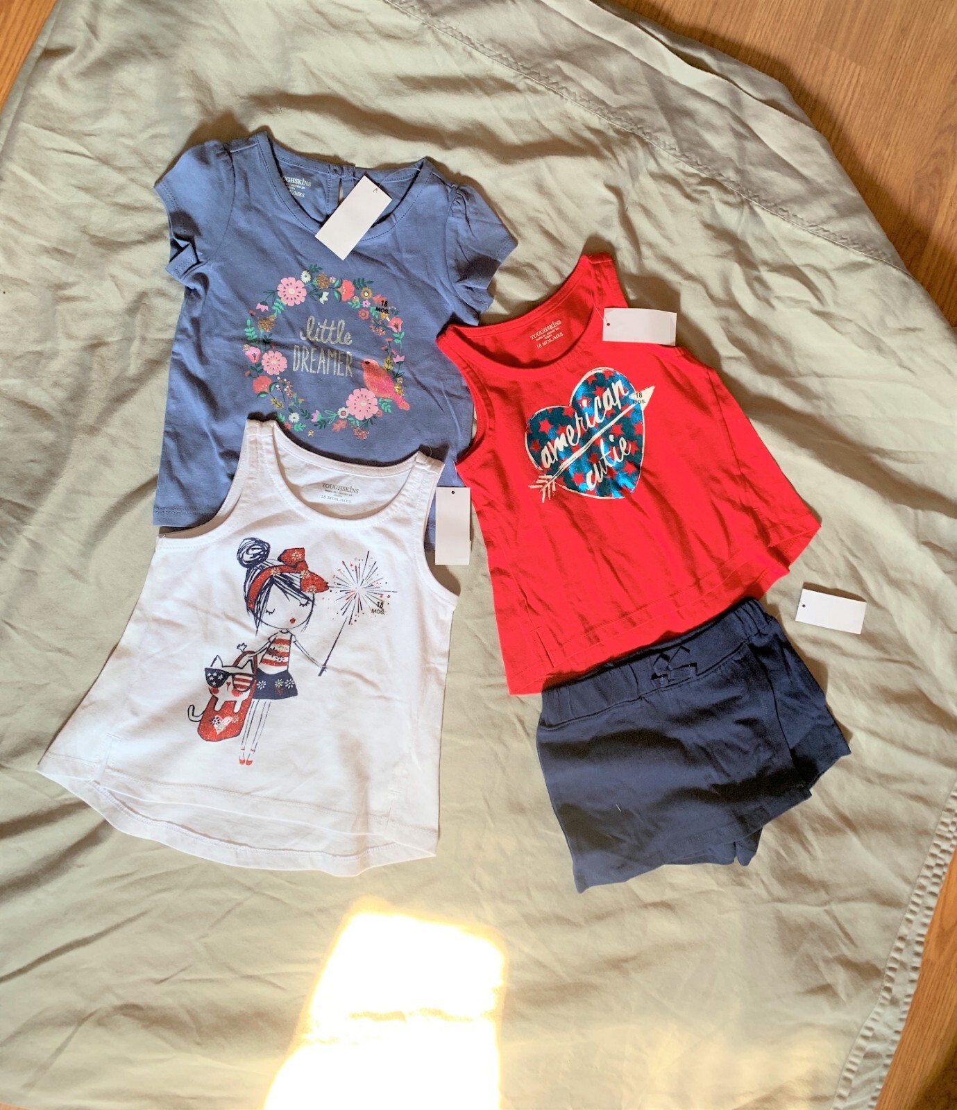 GIRLS – 4pc lot sz 18m NWT TOUGHSKINS tank top short sleeve shirts, skort shorts