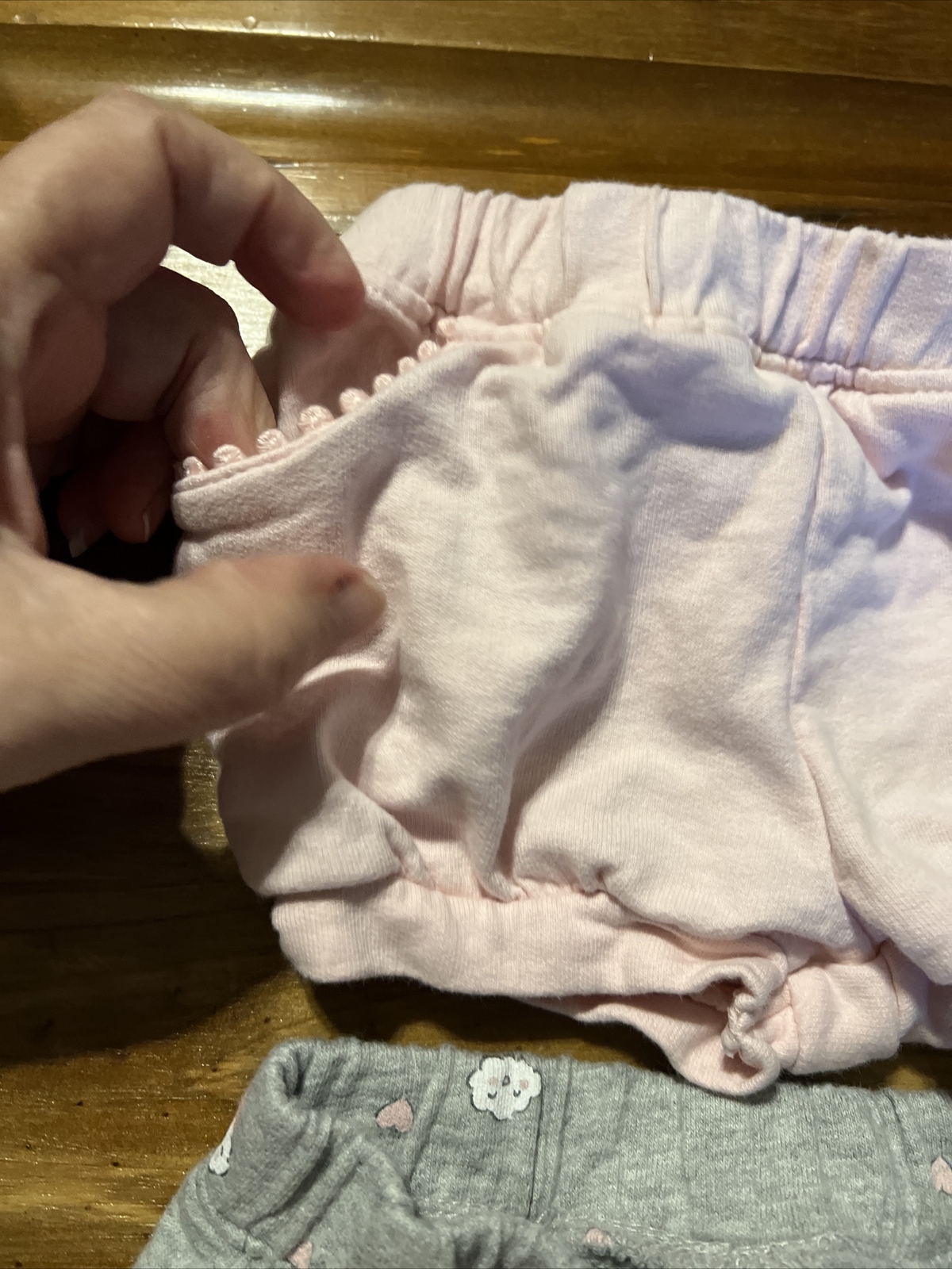 Carter’s 2 Pair Pull On W/Pockets Shorts Pink & Gray W Clouds & Rainbow Sz 12M
