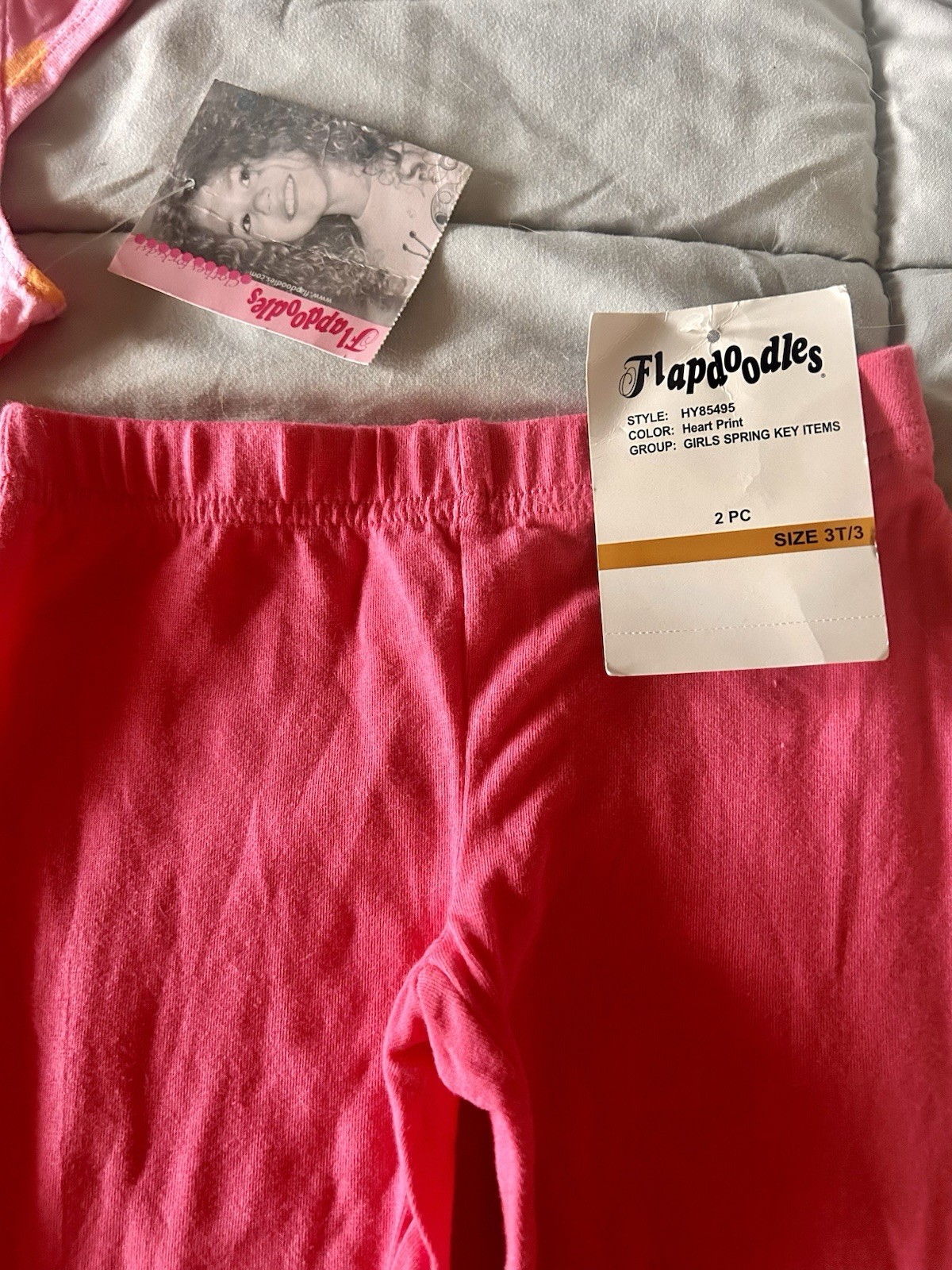Flapdoodles Girls 2pc Heart Dress & Pants Set Pink 3T Cotton Knit Sleeveless