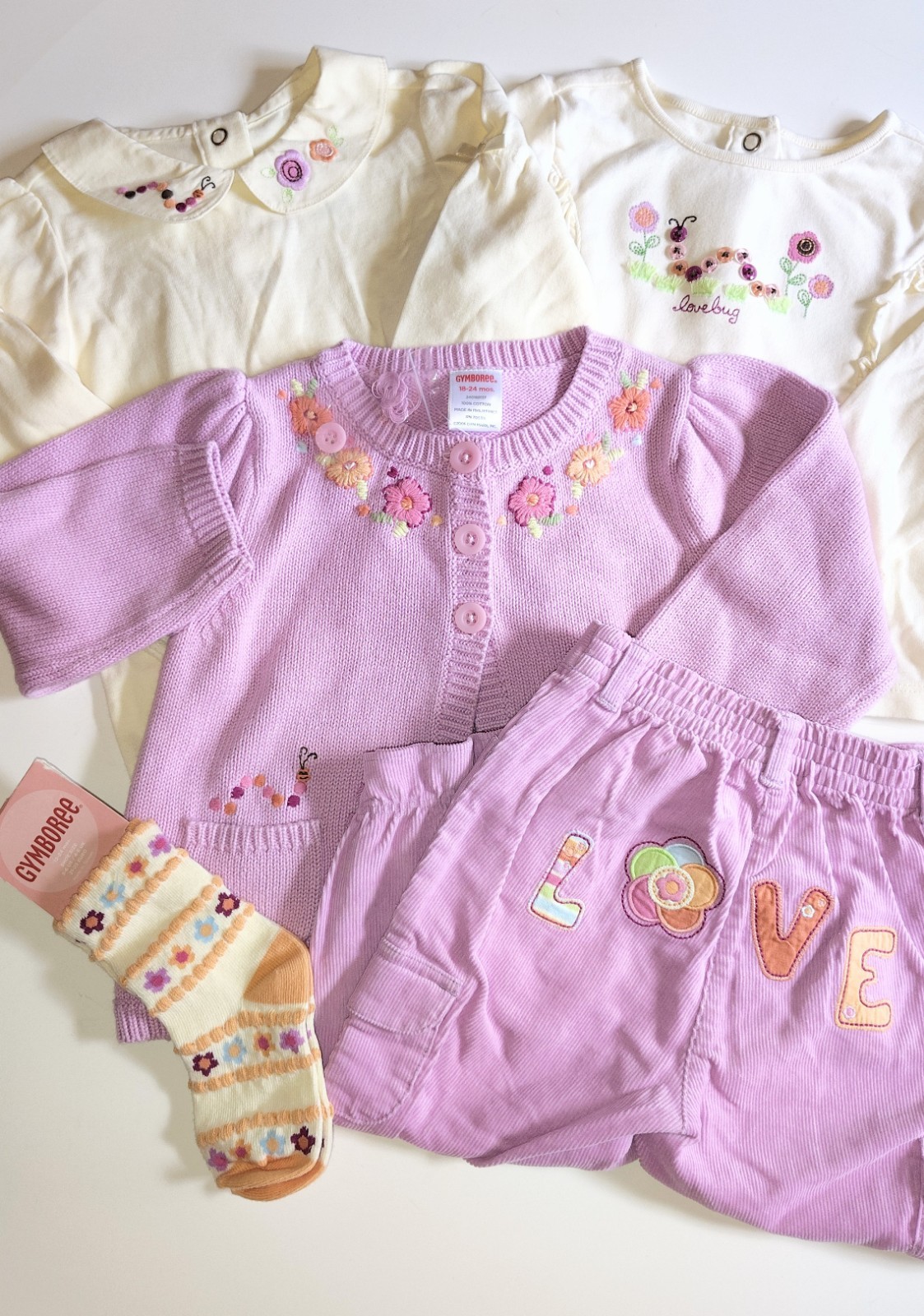 2006 NWT Gymboree Snow Blossom Little lovebug 18-24 mo Sweater Top Pants Socks