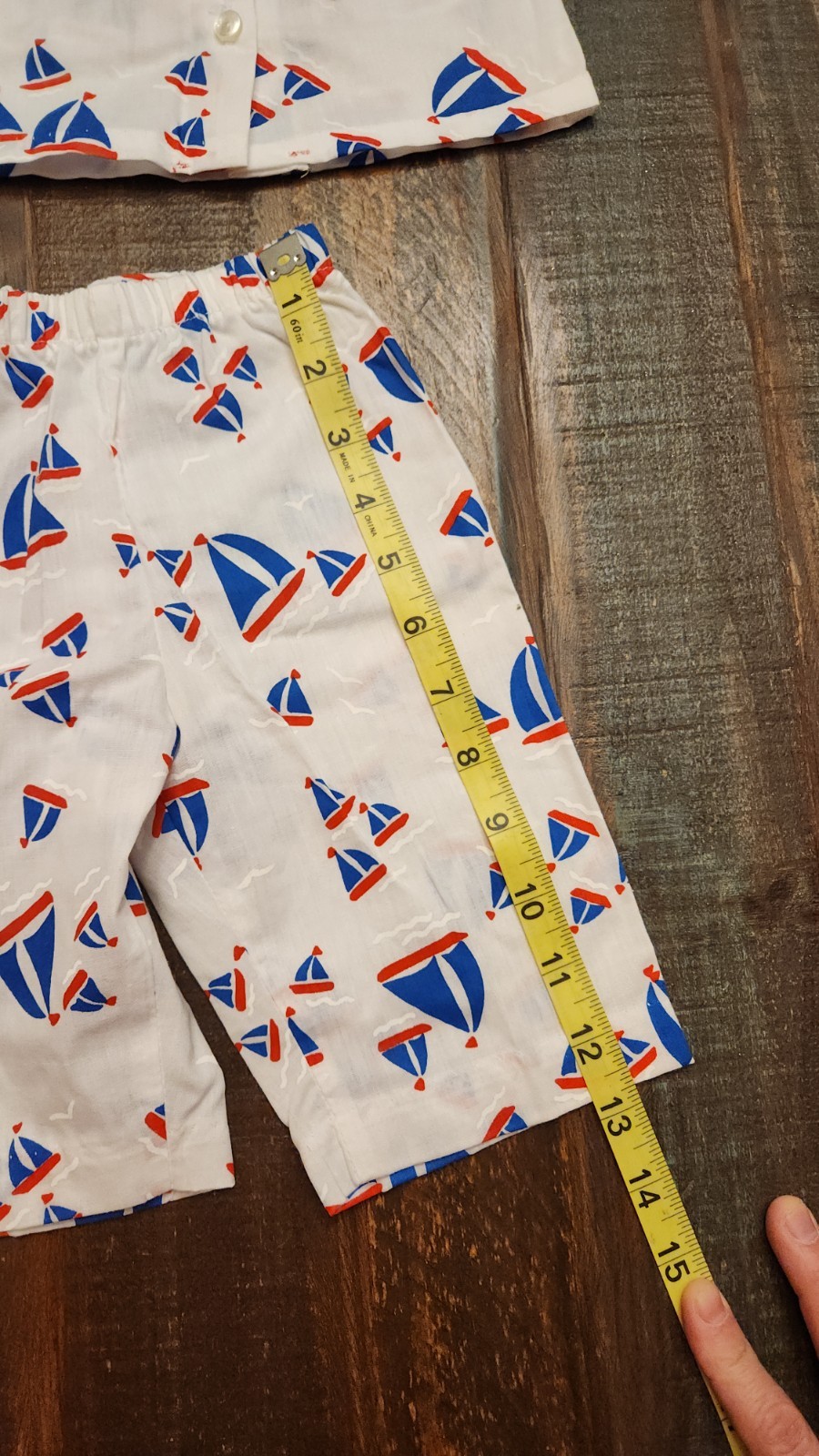 Vintage Carters Sail Boat Outfit Baby Infant Boy 2 Piece 6-9 Months
