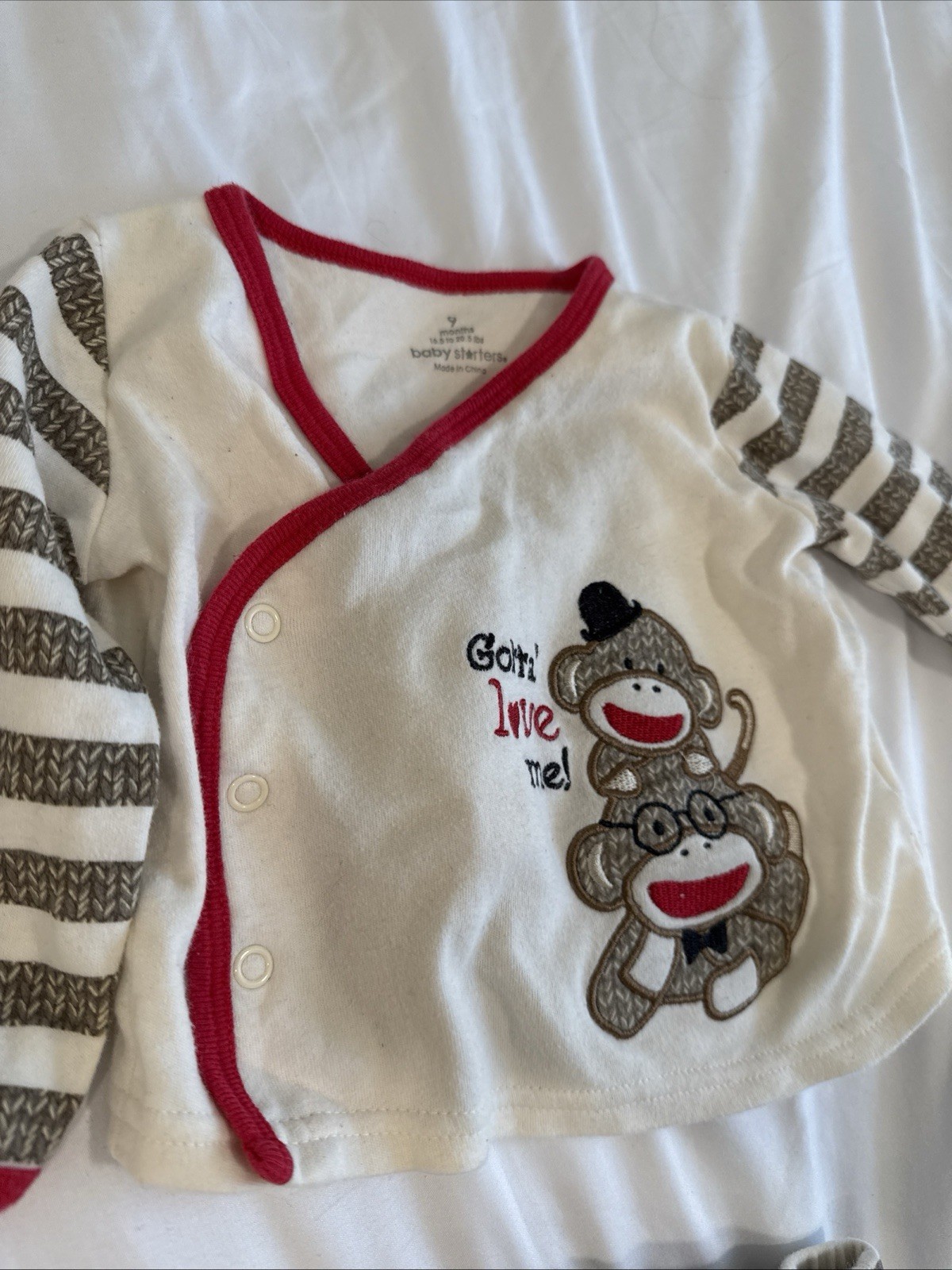 NWT – Baby Starters MONKEY IMAGE Baby Size 9M 2-PC Long Sleeve & Long Pants Set