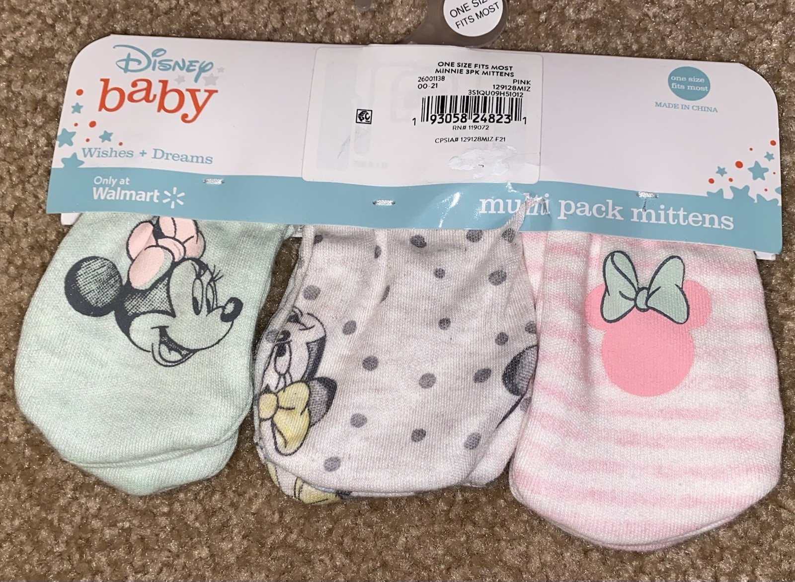 New~Disney Baby Minnie Preemie Welcome Home Set Hat Mittens, 6pc