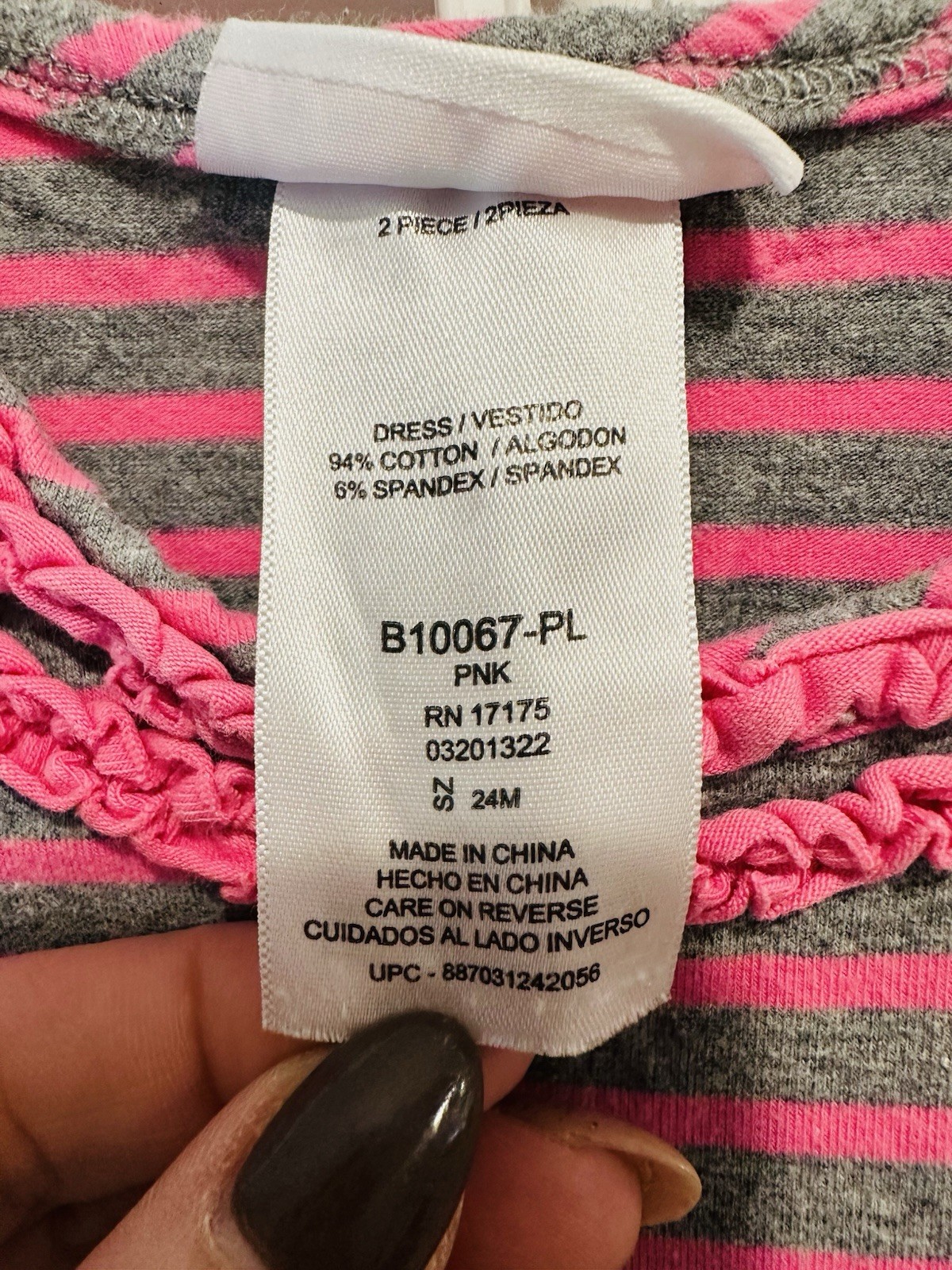 Bonnie Baby Pink and Gray Heart Matching Set Size 24M