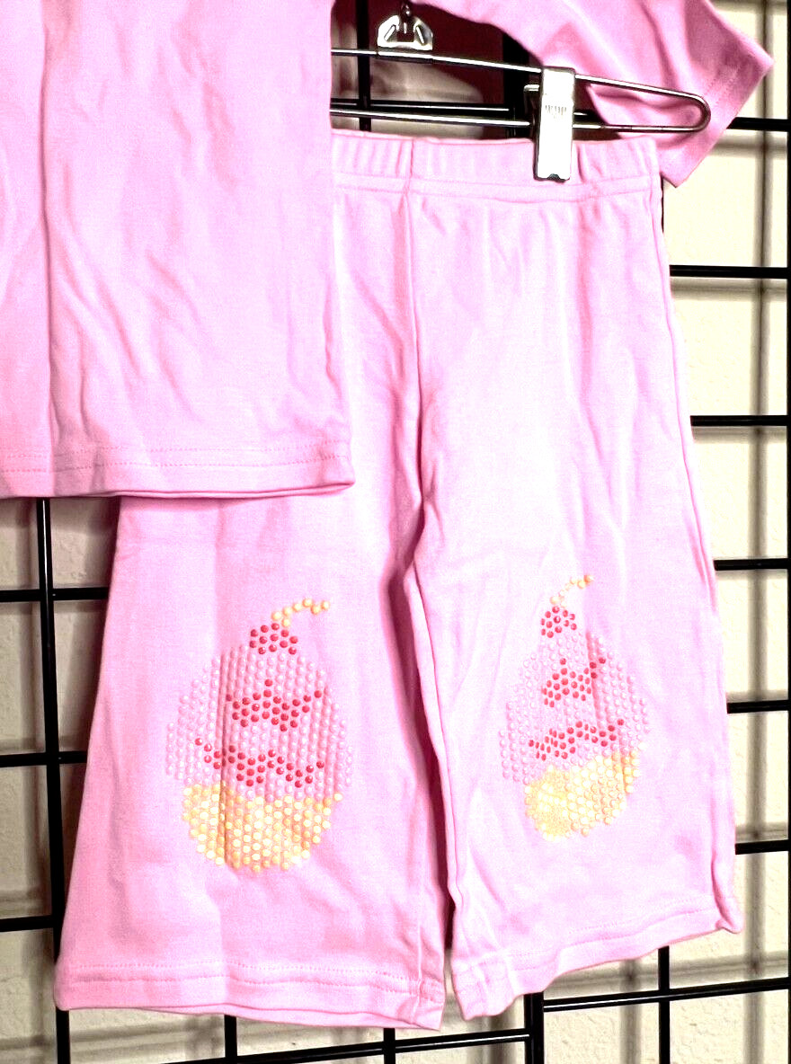 NEW NWT 2PC Pink cotton knit (Cupcake rubber knees) by Play Pants SET 18/24M