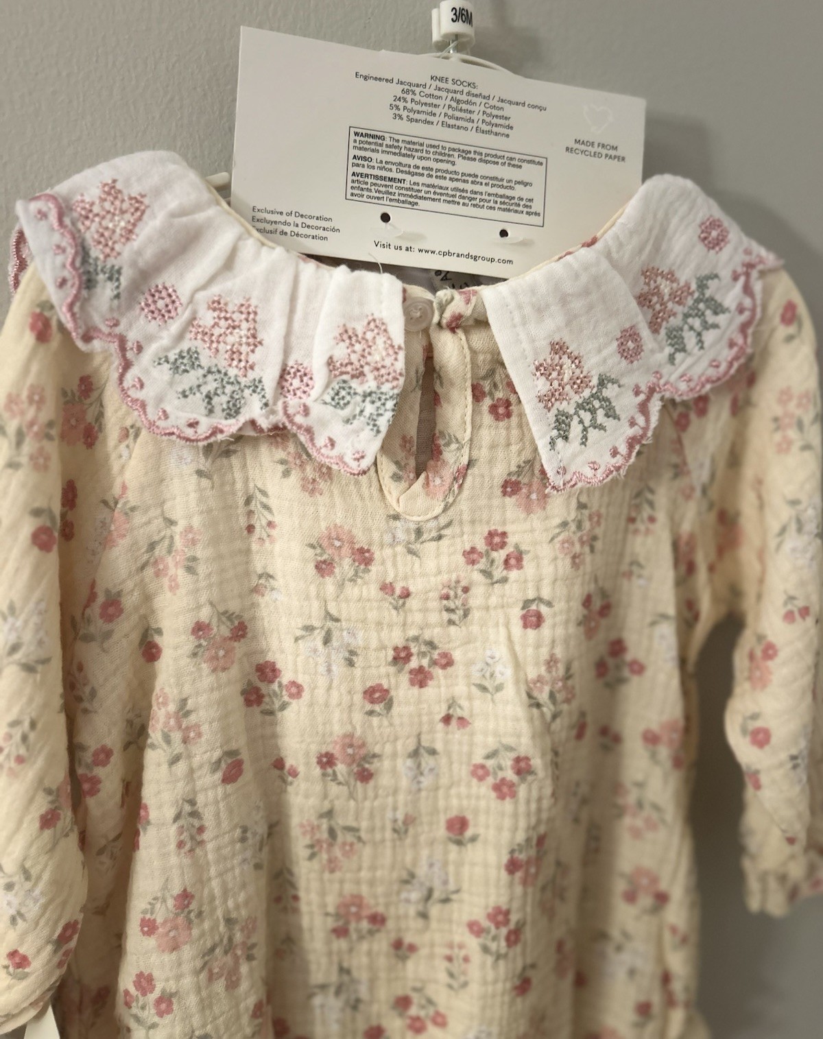 Chickpea Organic Cotton Floral Yellow 3-Piece Matching Set NWT Baby Size 3-6 Mo.