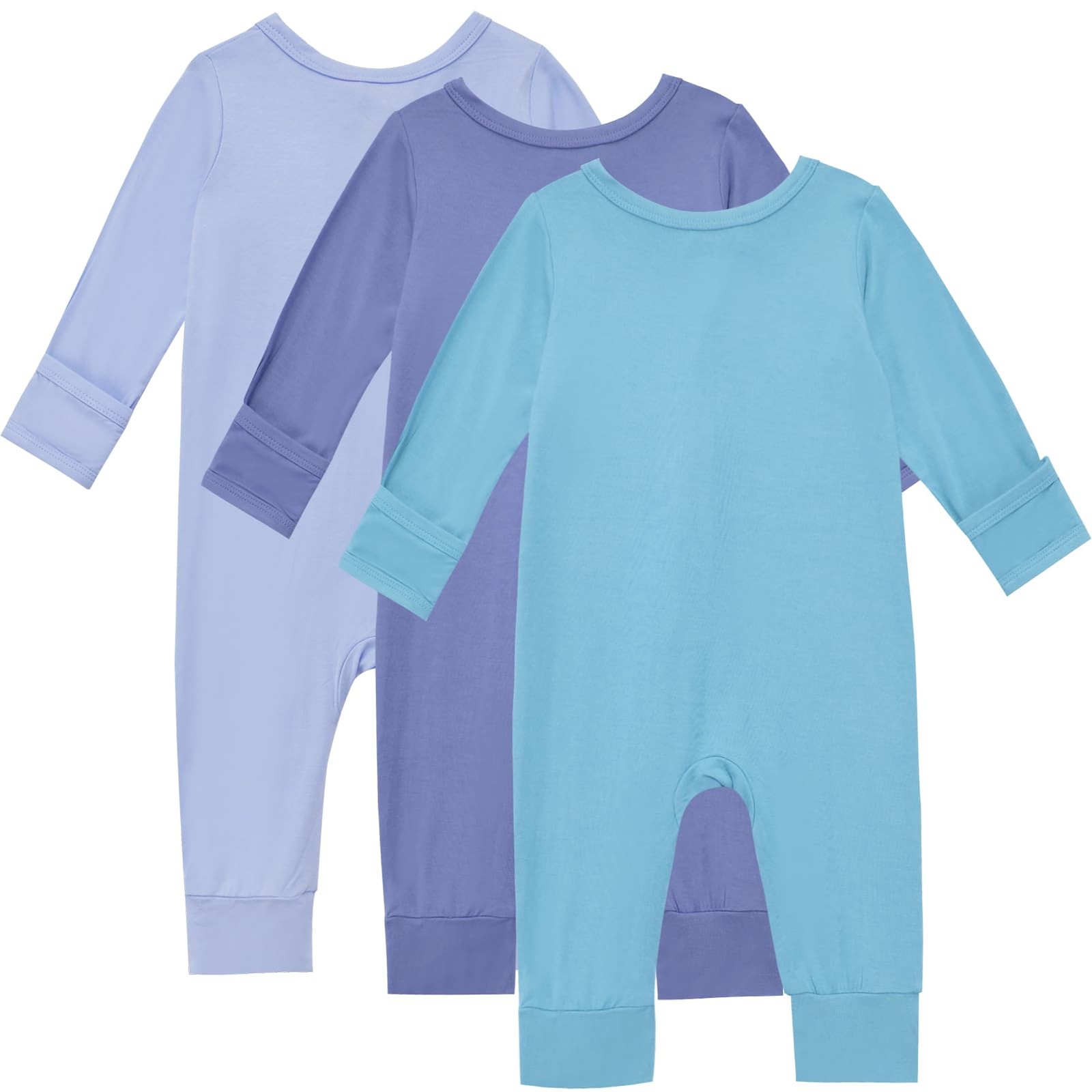 Aablexema Baby Footless Pajamas Bamboo Rayon 3pcs Unisex Infant Zipper Romper…