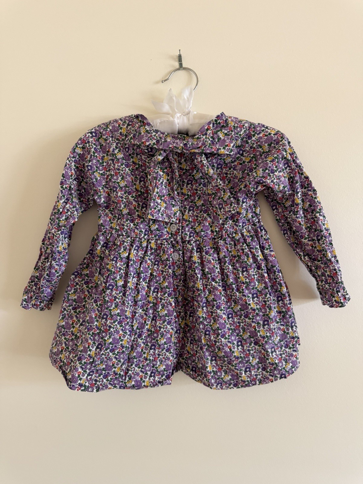 Grace & James Girls 2T Purple Floral Long Sleeve Dress & Yellow Bloomers Set