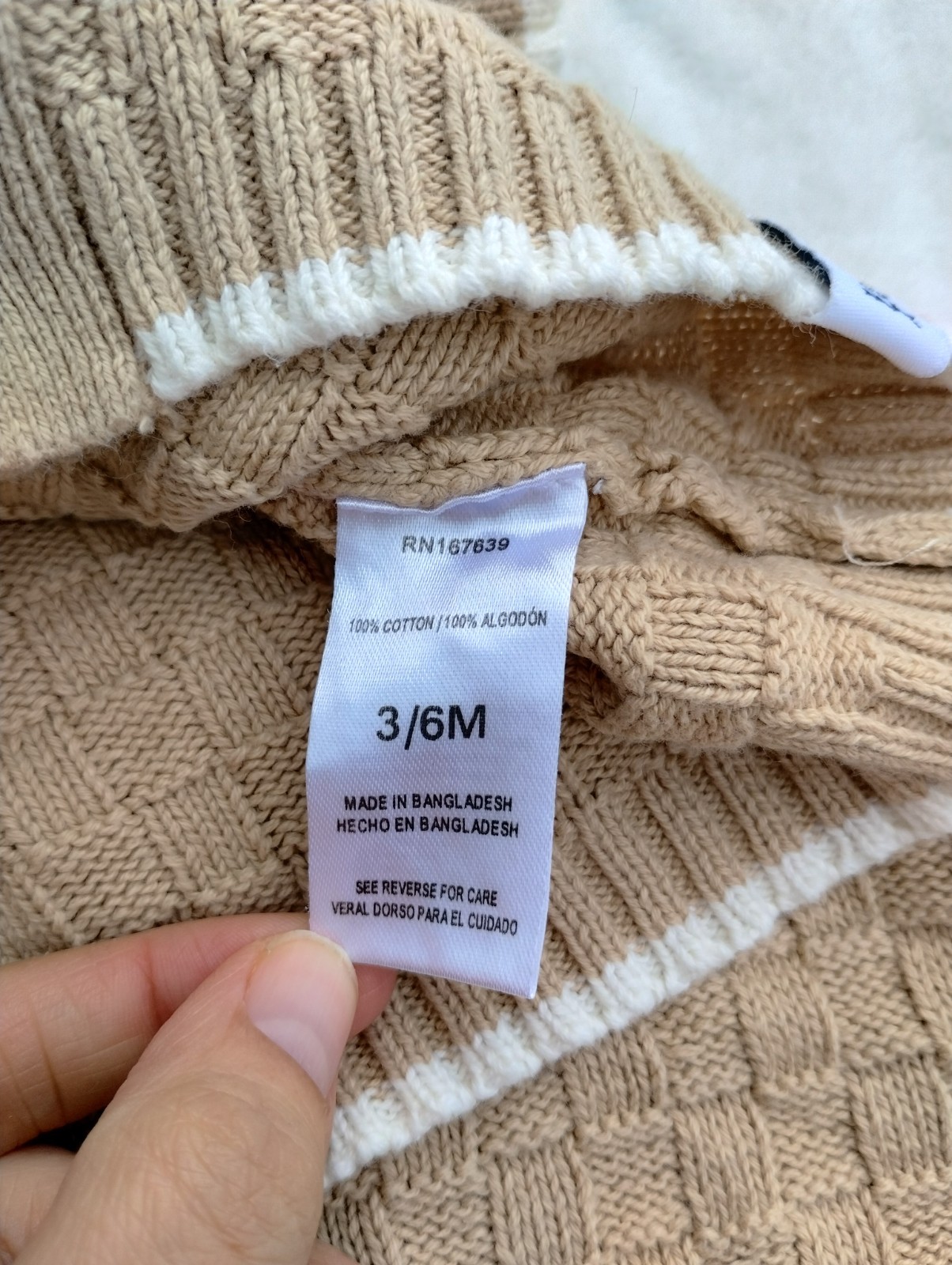 Penguin By Munsingwear Baby Boys Knit Set Tan And Cream Cotton Size 3-6 Months