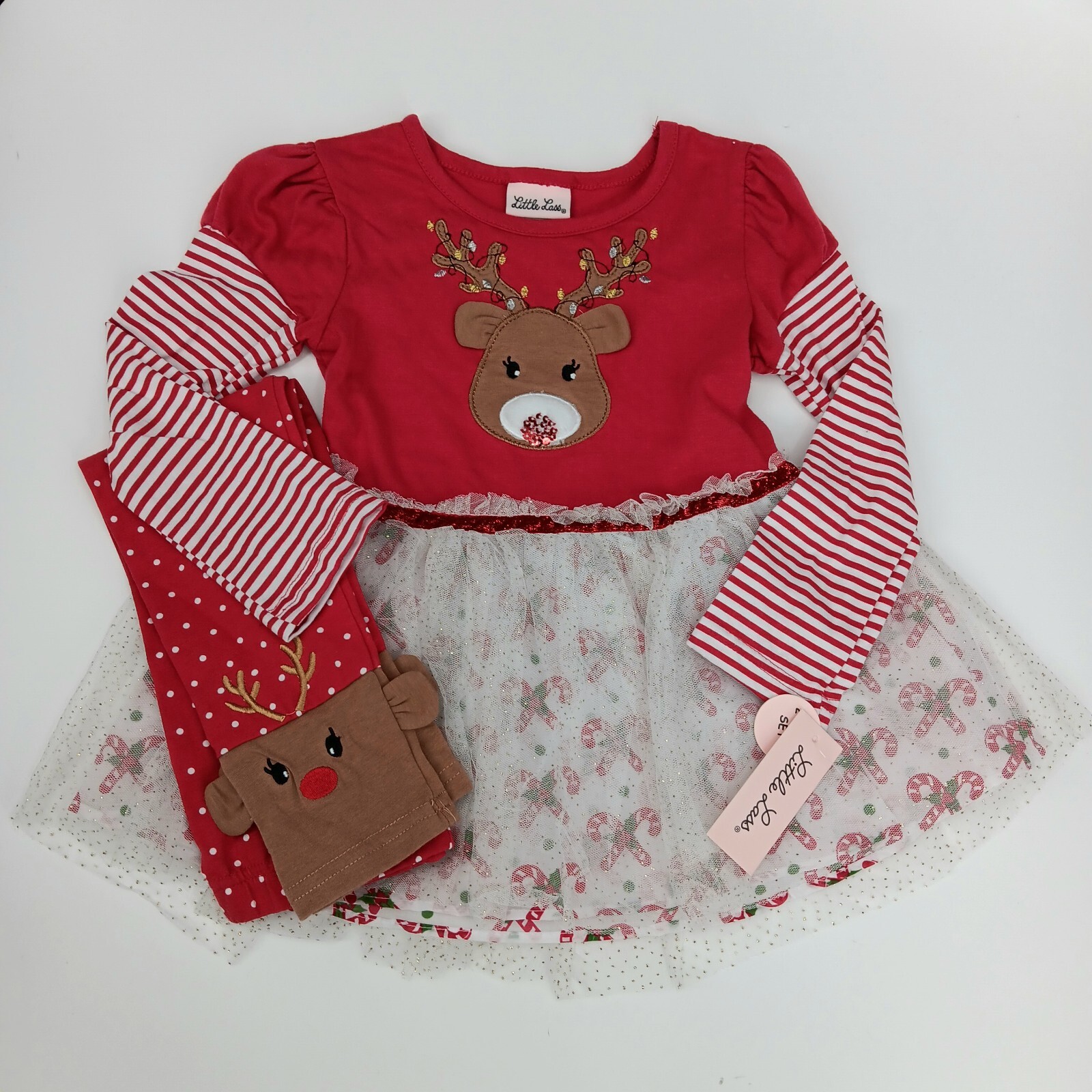 Little Lass 2 Piece Reindeer Christmas Outfit – Size 6 – AE6