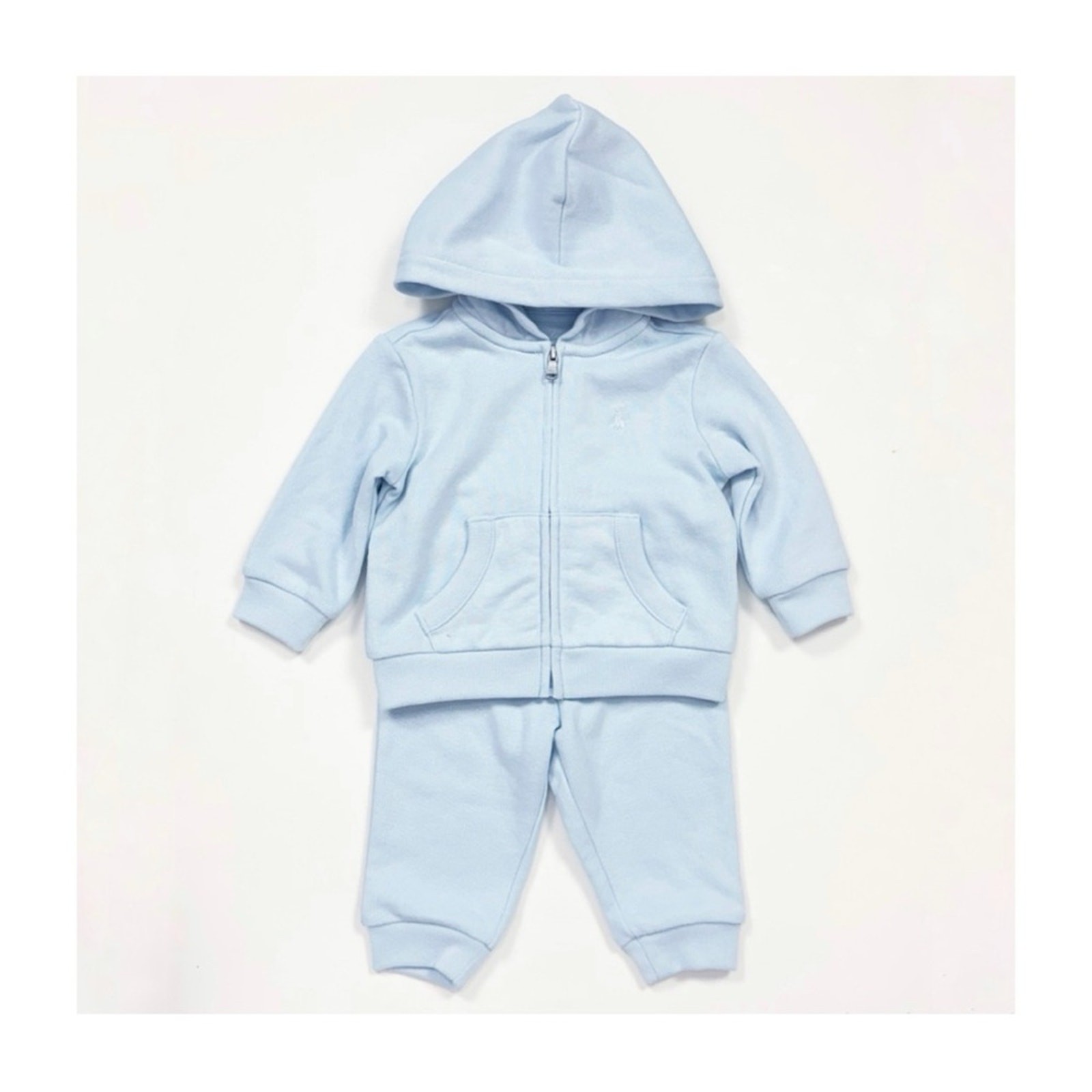 Ralph Lauren French Terry Hoodie & Pant Set Light Blue Size 6 Months