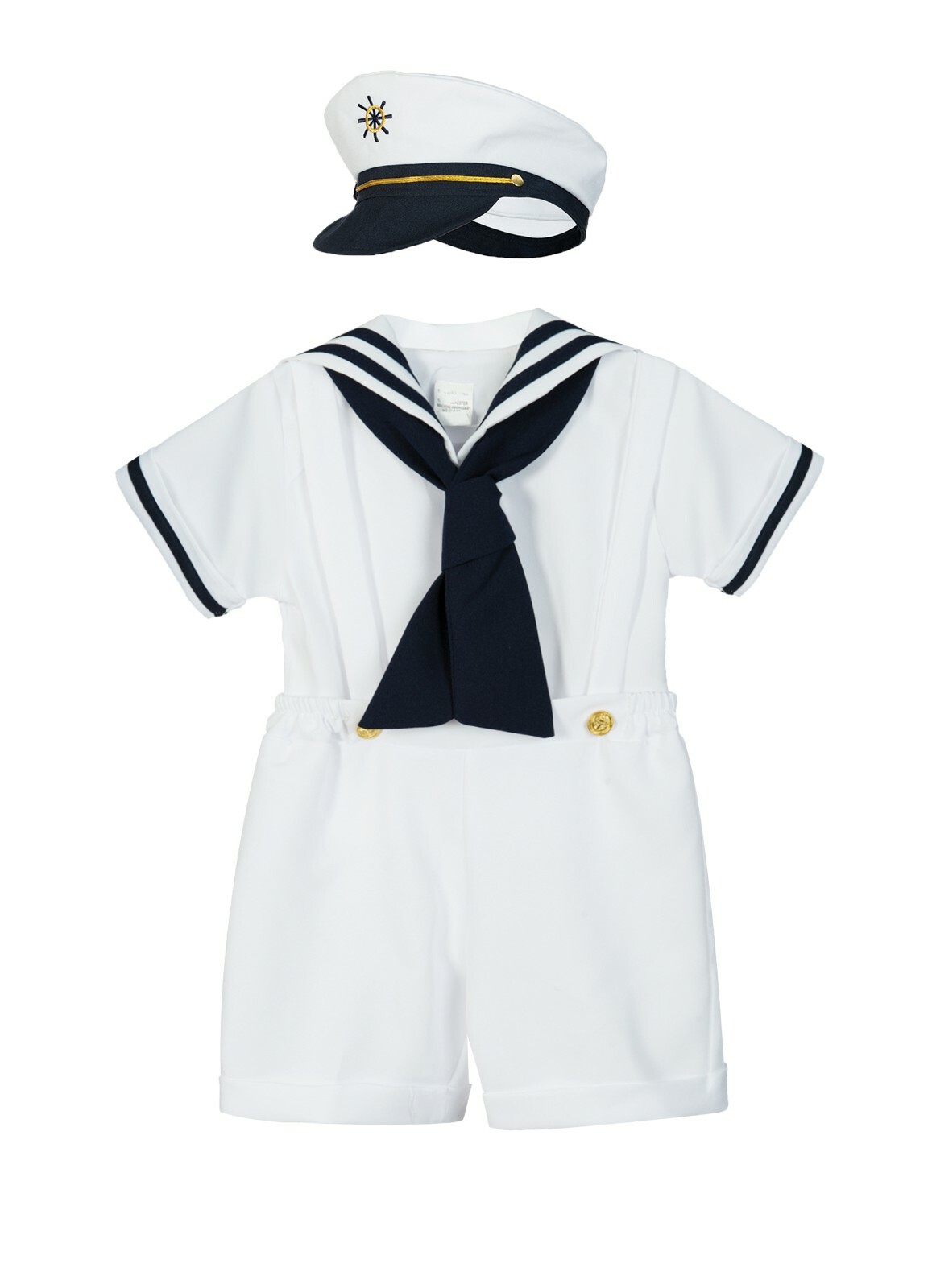 KIDS NAVY WHITE SAILOR CAPTAIN NAUTICAL PARTY WEDDING OUTFIT SUIT FULL SET HAT